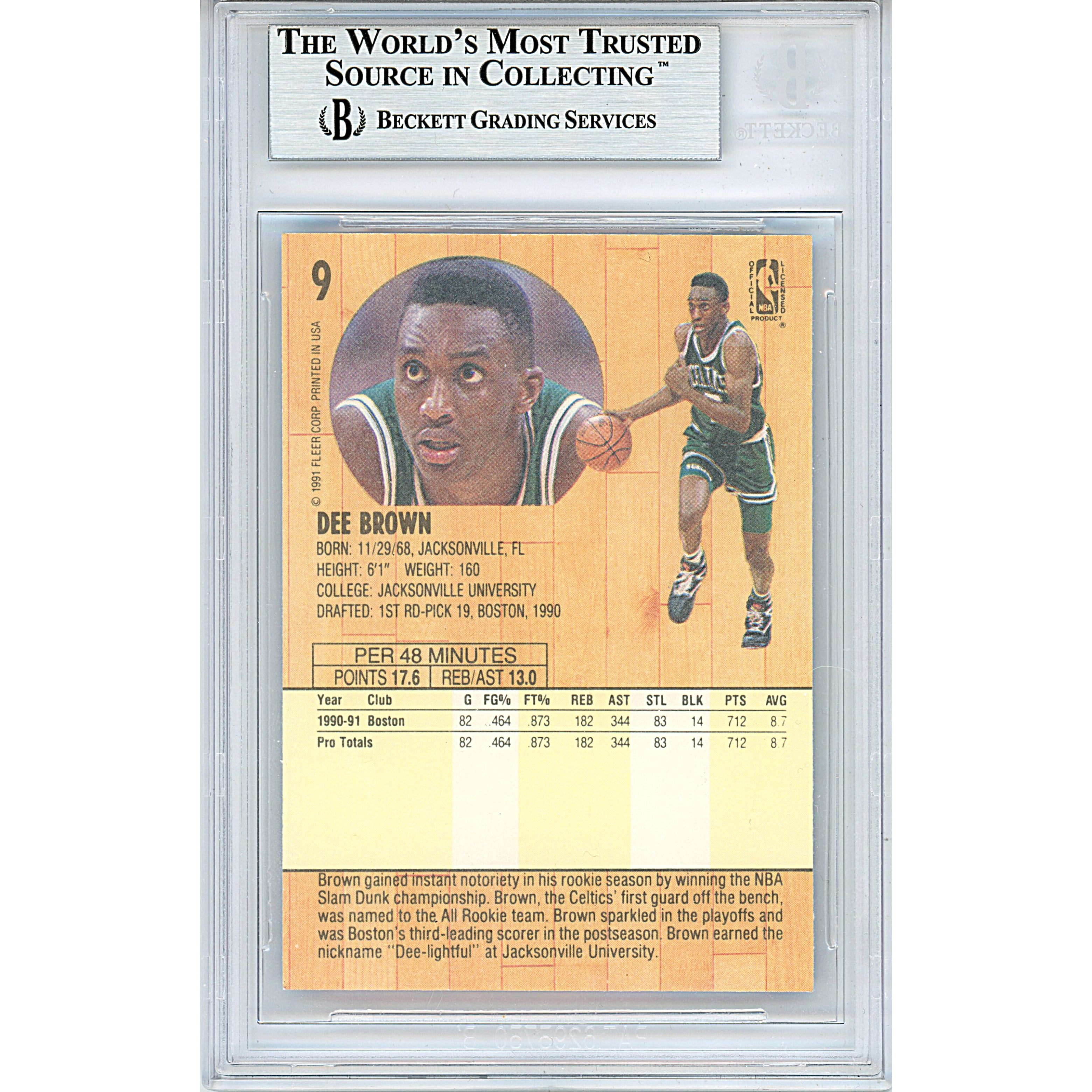 1991 #ff0000 Dee Brown Signed Trading Card – Beckett BAS