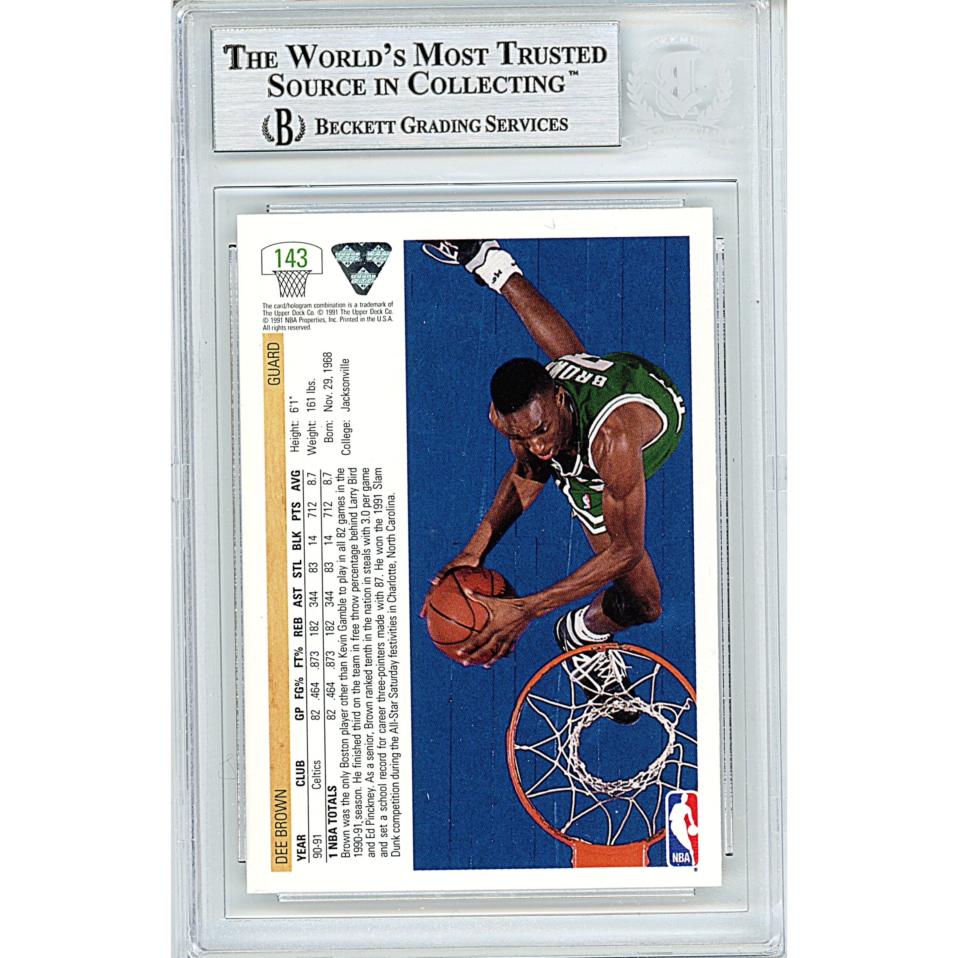 1991 #143 Dee Brown Signed Trading Card – Beckett BAS