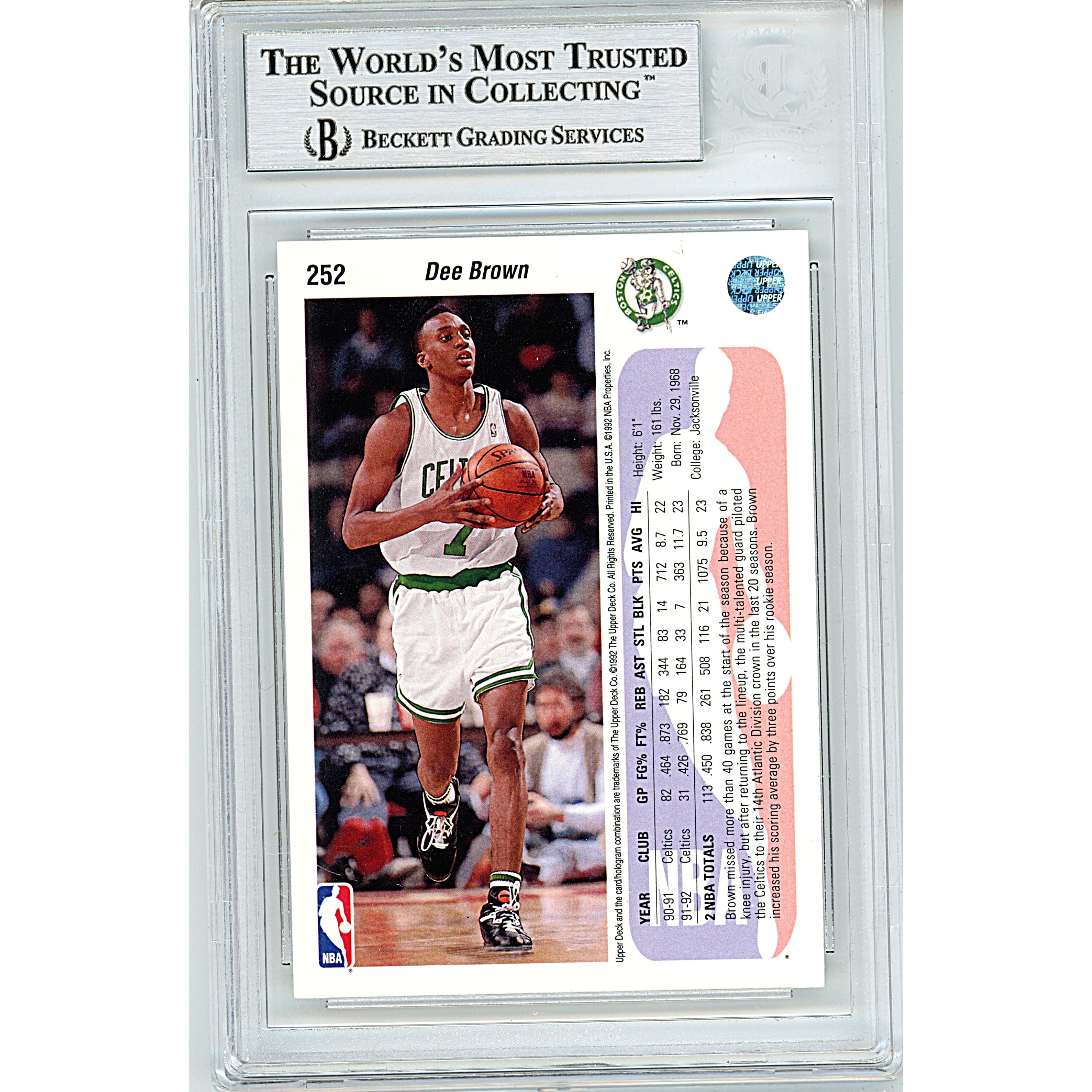 1992 #252 Dee Brown Signed Trading Card – Beckett BAS