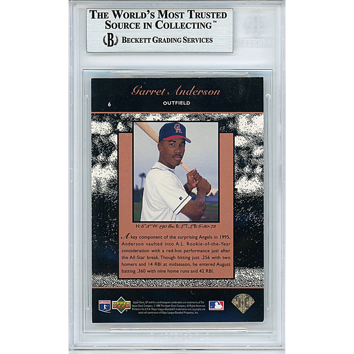 Baseballs- Autographed- Garret Anderson Signed Los Angeles Angels 1995 Upper Deck SP Championship Baseball Card Beckett Slabbed 00013694809 - 102