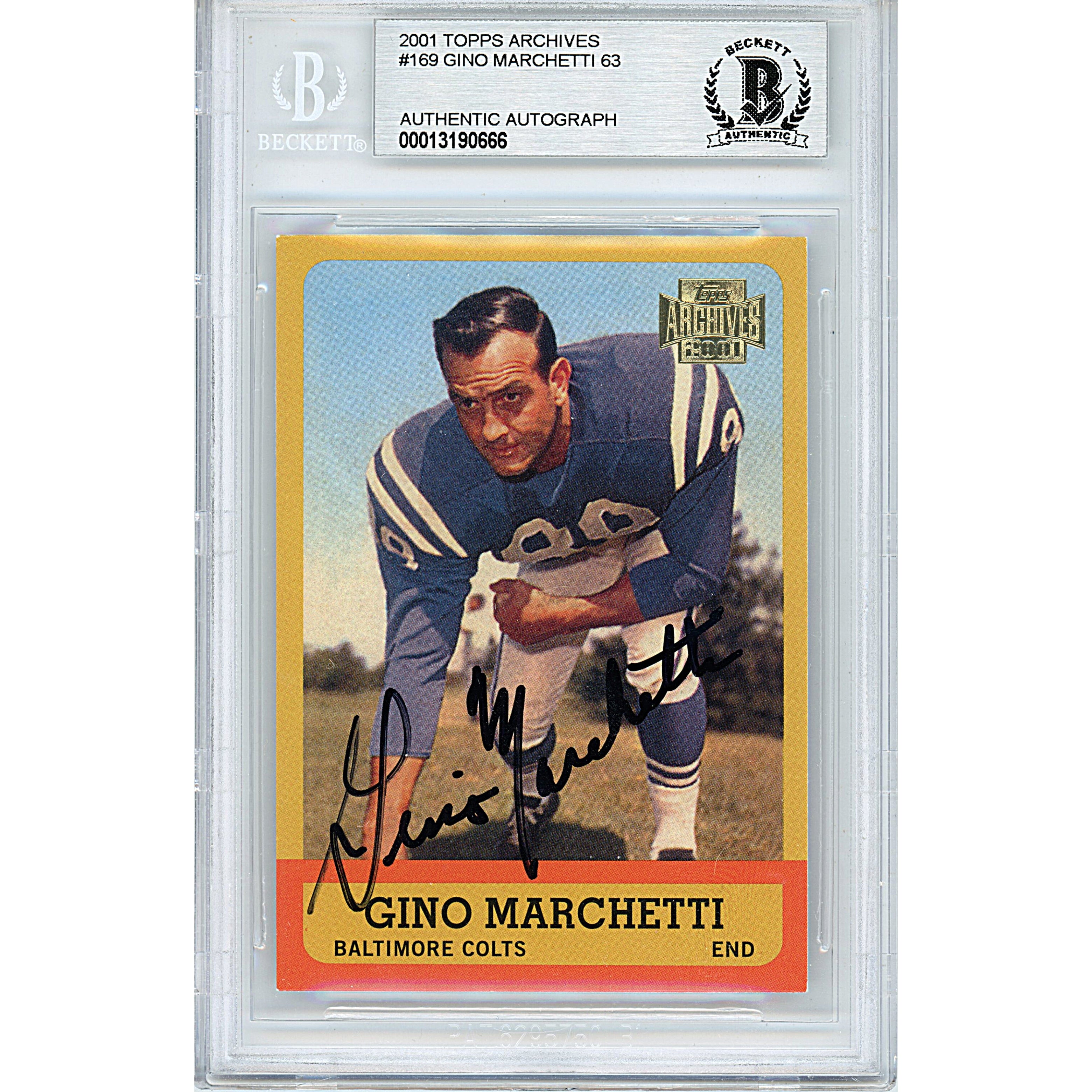 2001 Topps #89 Gino Marchetti Autographed Trading Card – Beckett BAS