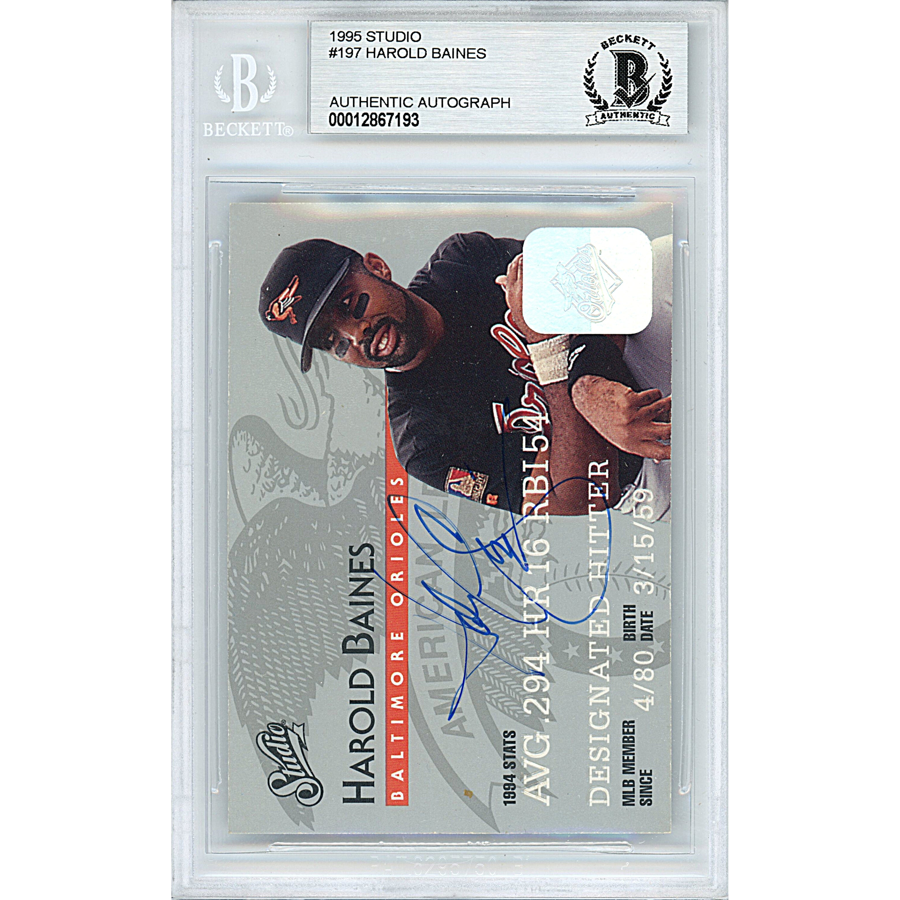 Harold Baines signed trading card – signature close-up – Beckett COA