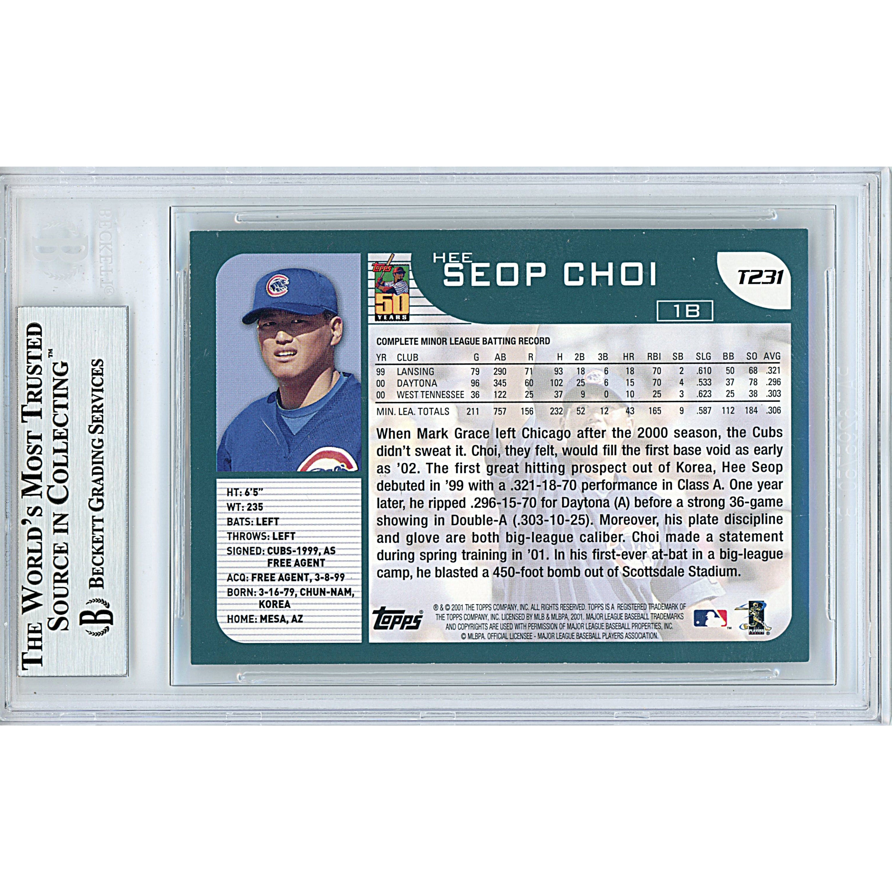 Hee Seop Choi signed trading card – signature close-up – Beckett COA