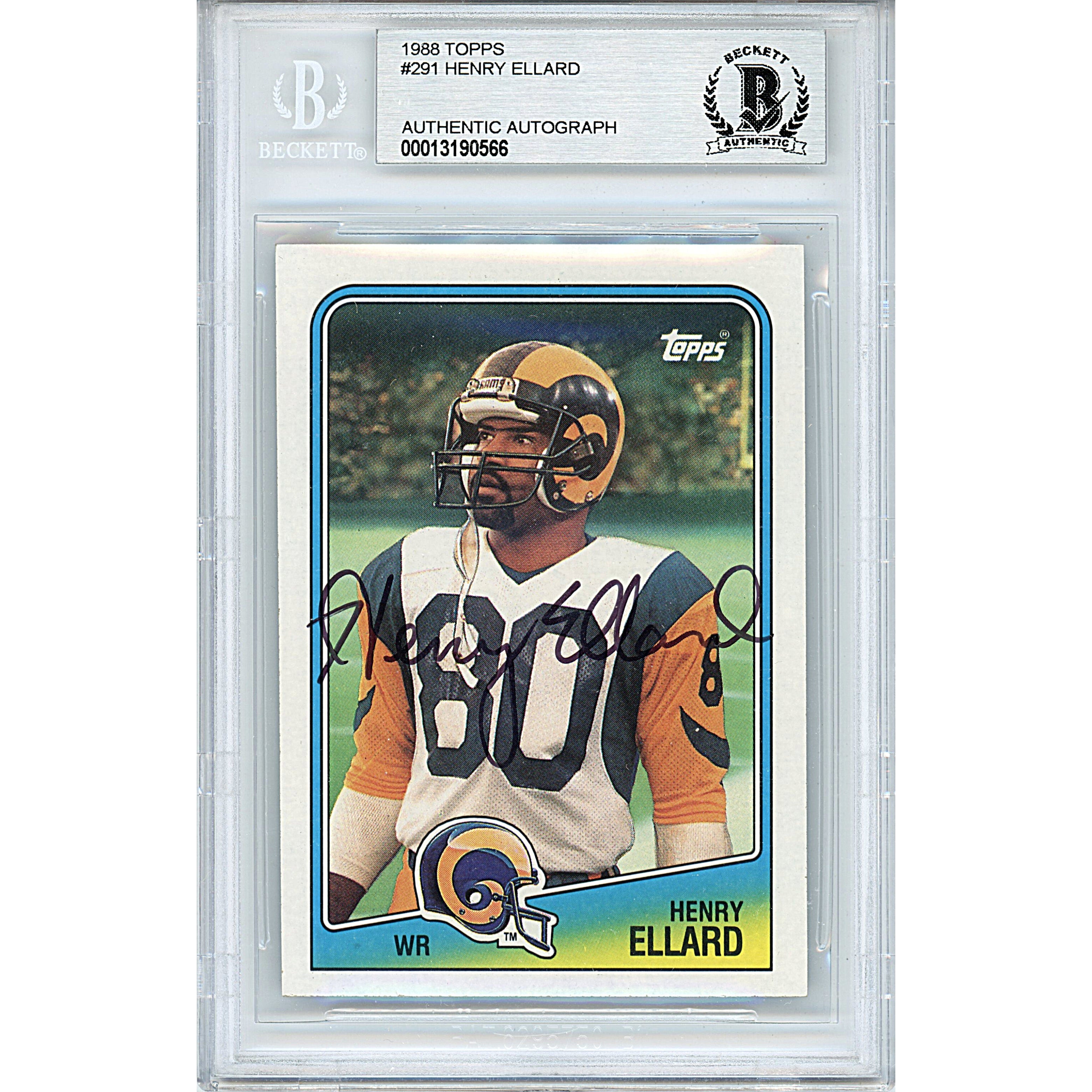 Henry Ellard Signed LA Rams 1988 Topps Football Card Beckett BAS Slab –  www.