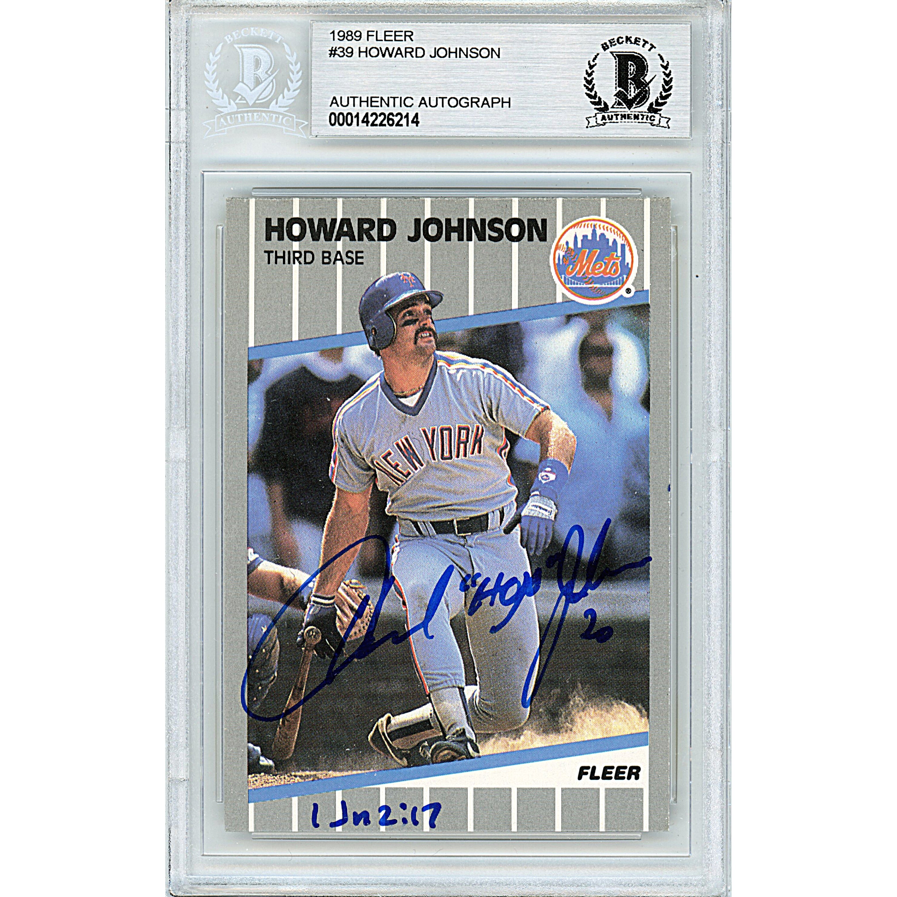 Howard Johnson Signed New York Mets 1989 Fleer Baseball Card Beckett –  www.
