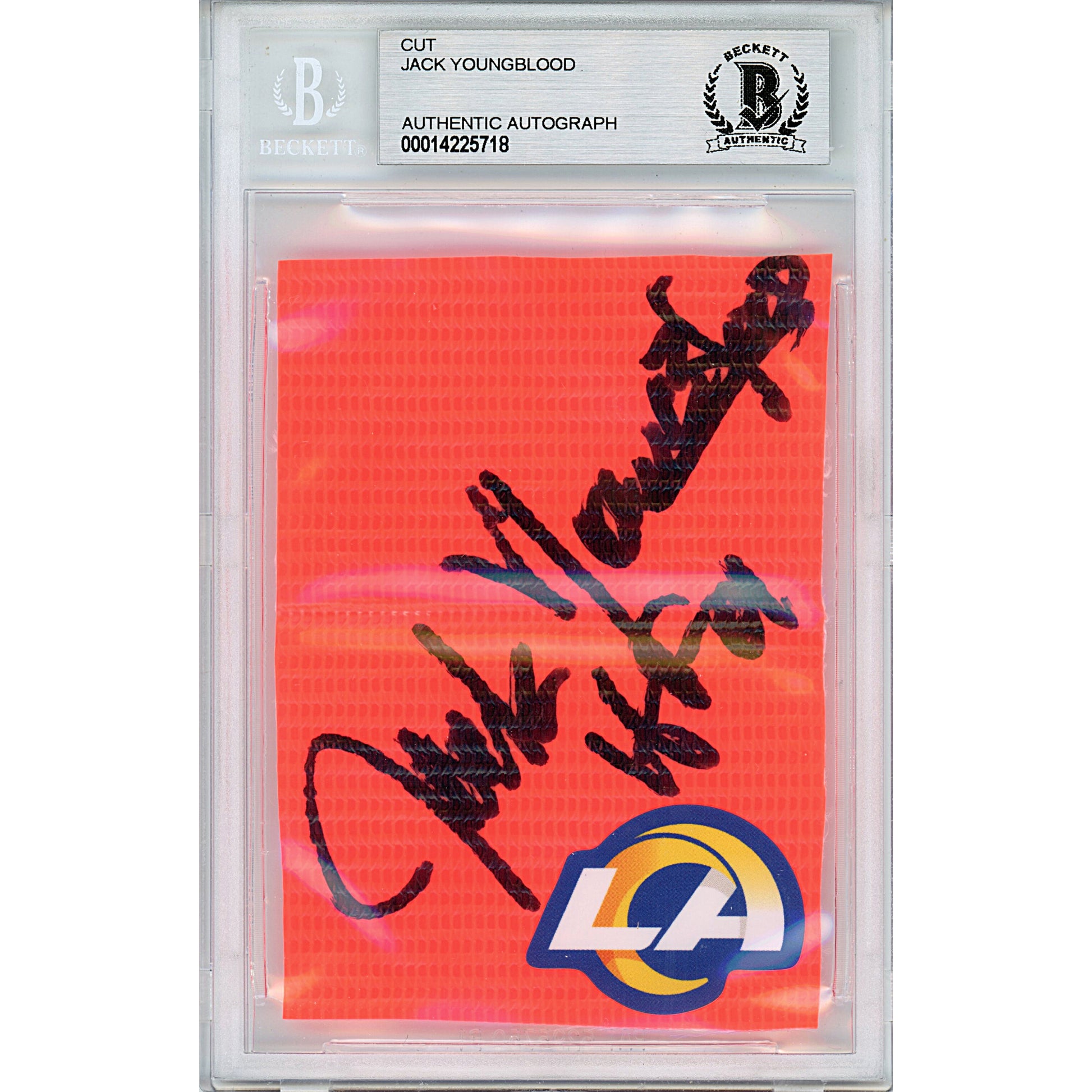 Footballs- Autographed- Jack Youngblood Signed Los Angeles Rams Football End Zone Pylon Piece Beckett BAS Slabbed 00014225718 - 101