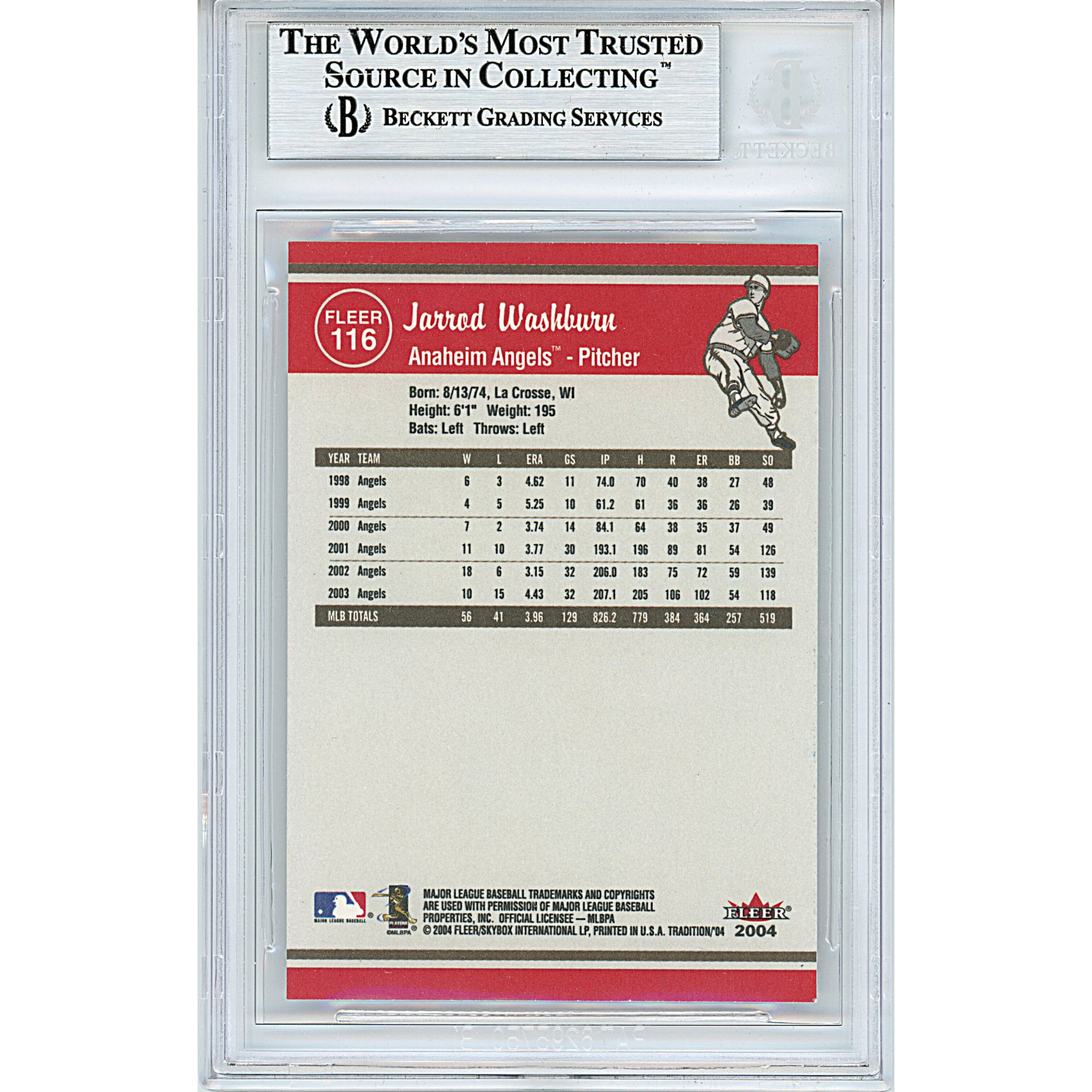 Jarrod Washburn signed trading card – signature close-up – Beckett COA