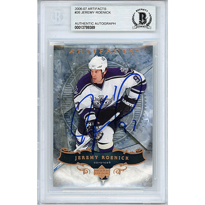Hockey- Autographed- Jeremy Roenick Signed Los Angeles Kings 2006-2007 Upper Deck Artifacts Hockey Card Beckett BAS Slabbed 00013799389 - 101