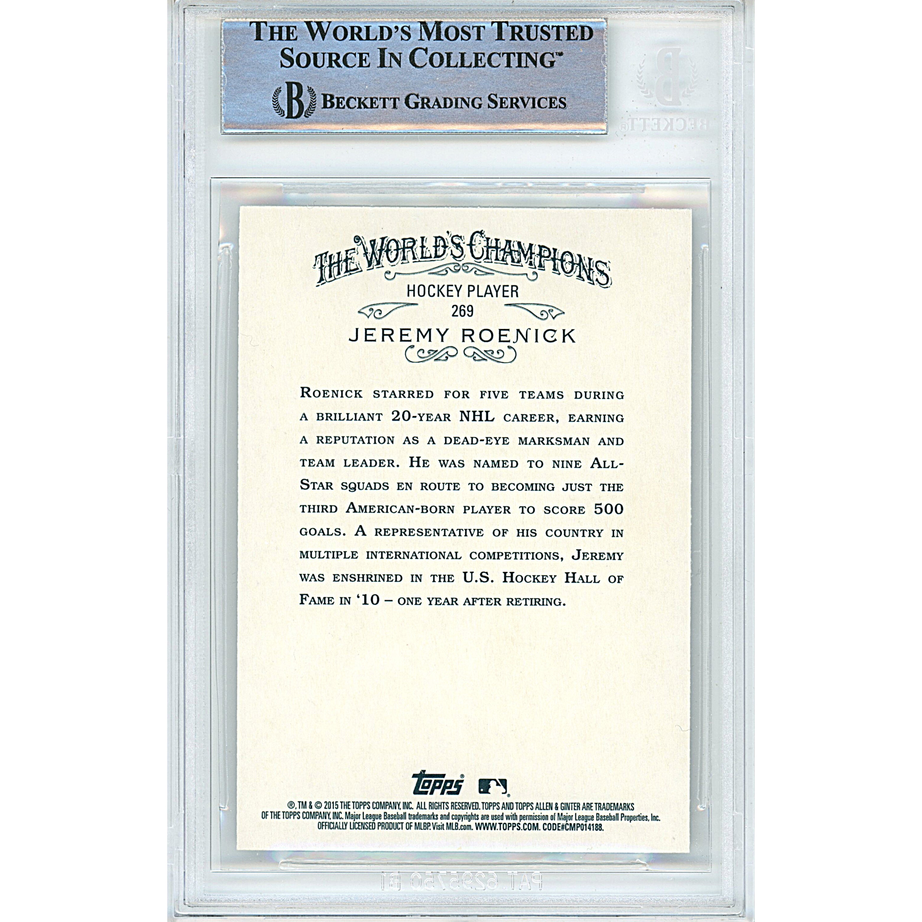 2015 Topps Jeremy Roenick Signed Trading Card – Beckett BAS