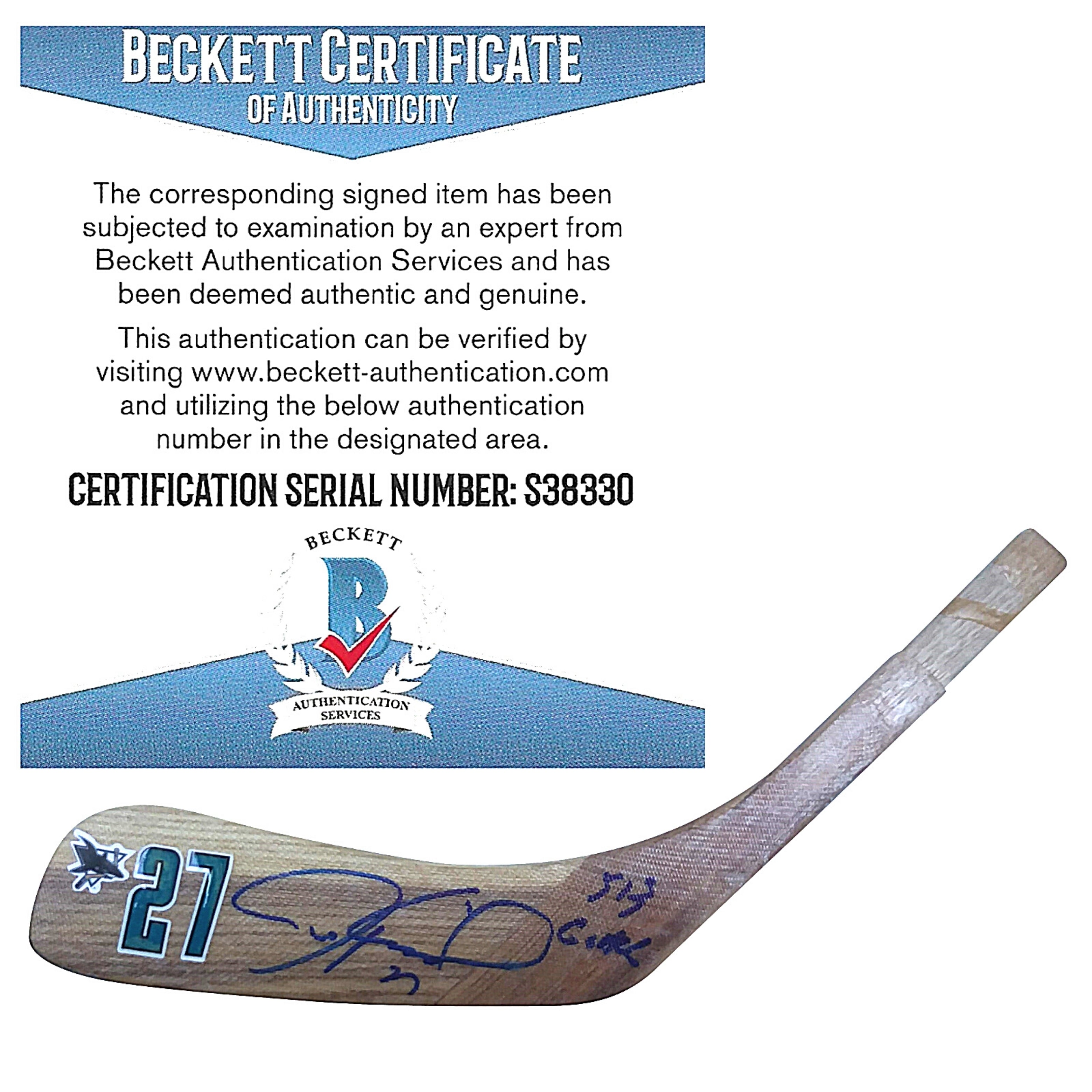 Jeremy Roenick Autographed Hockey Stick Blade – Beckett BAS