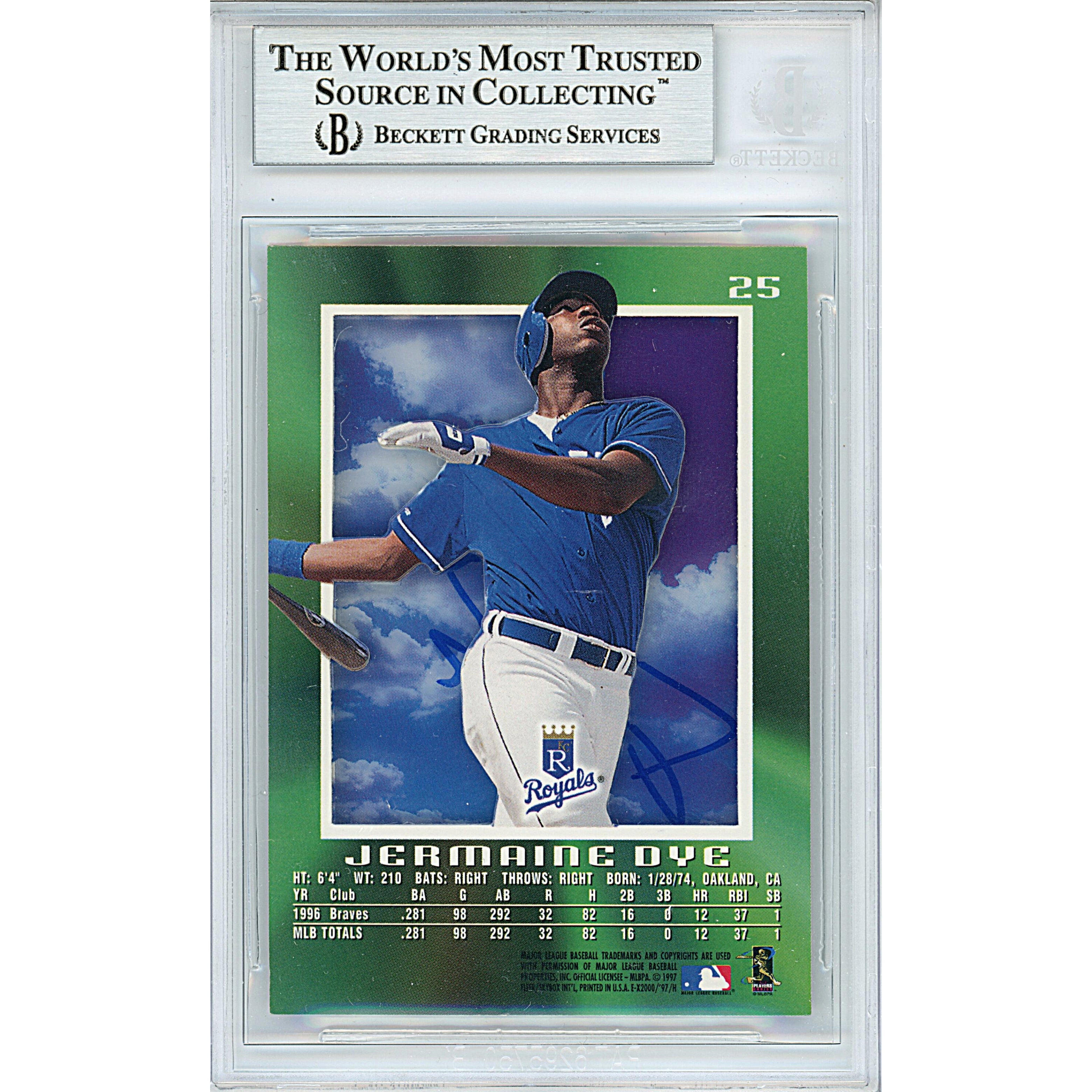 1997 Jermaine Dye Signed Trading Card – Beckett BAS