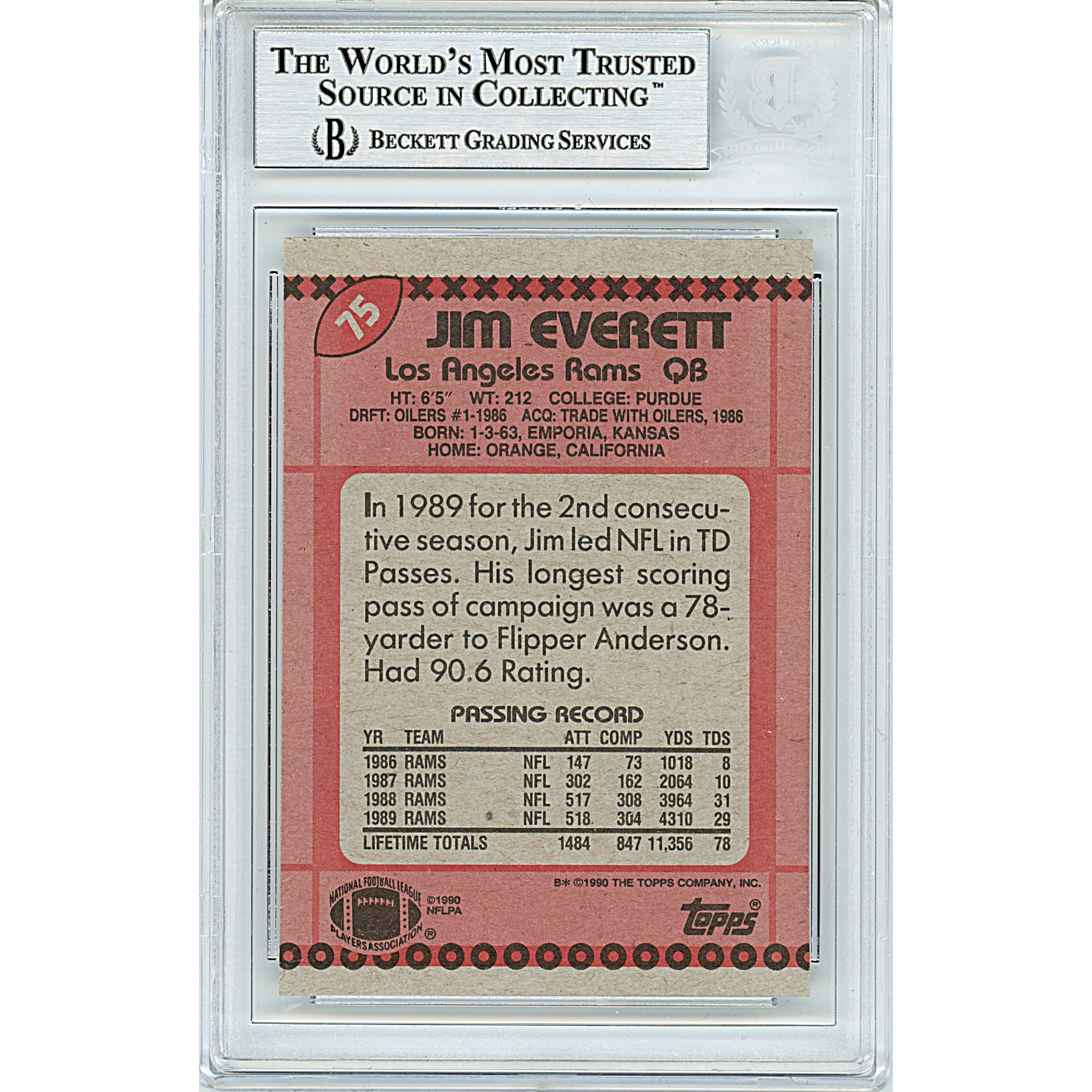 1990 Topps Jim Everett Signed Trading Card – Beckett BAS