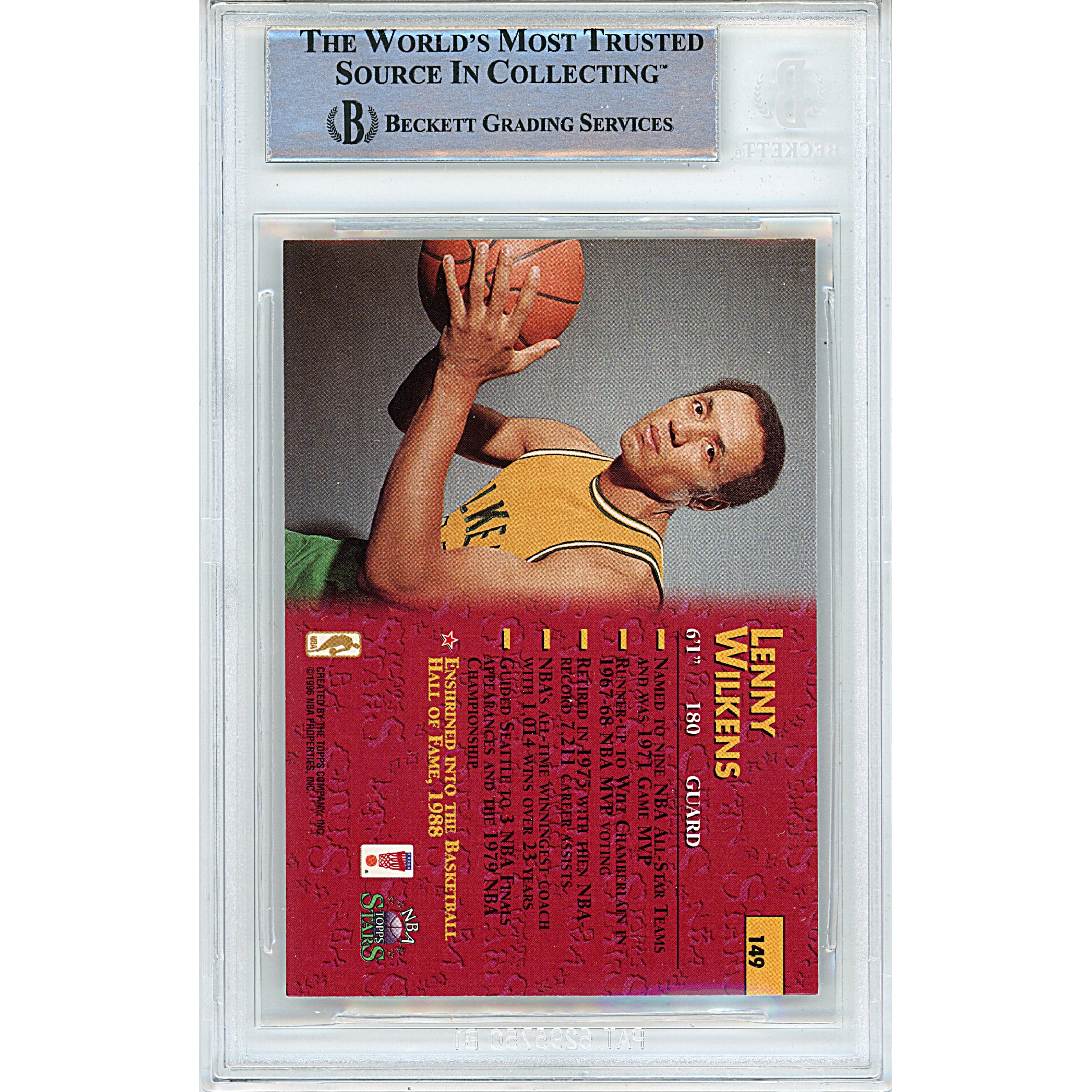 1996 Topps Lenny Wilkens Seattle SuperSonics Autograph Trading Card – Beckett BAS.