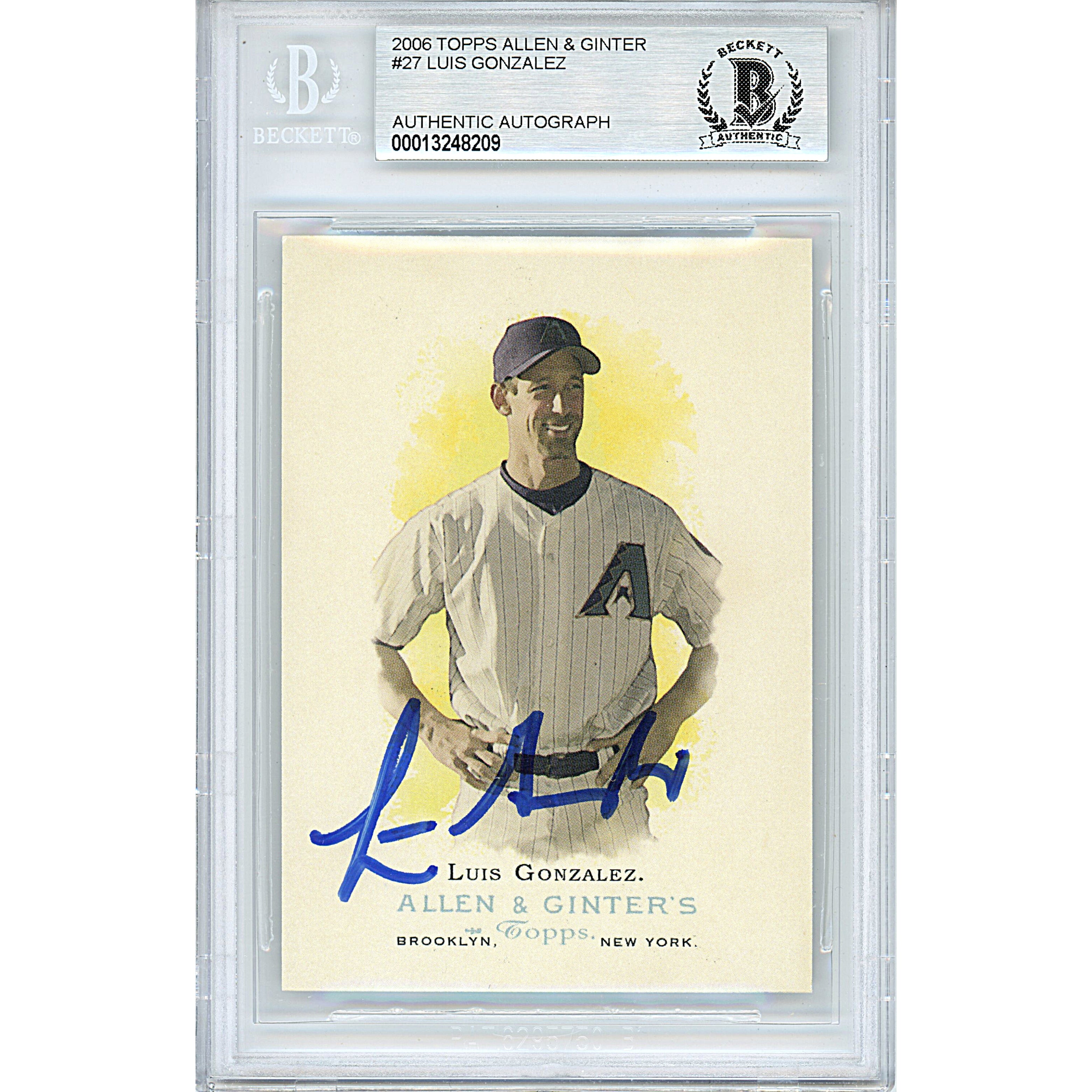 2006 Topps #27 Luis Gonzalez Arizona Diamondbacks Autographed Trading Card – Beckett BAS.