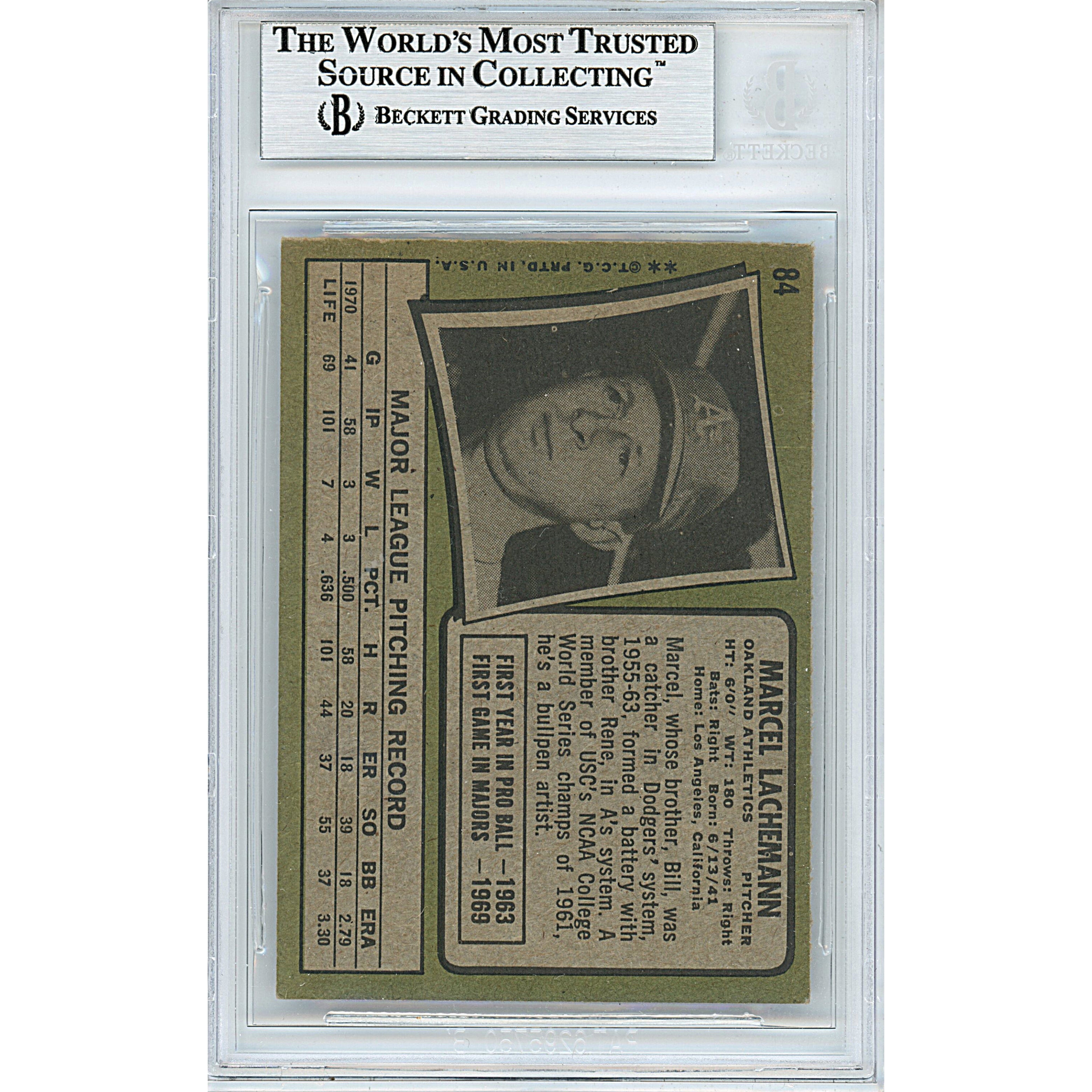 Marcel Lachemann auto trading card – authentication sticker – Beckett COA