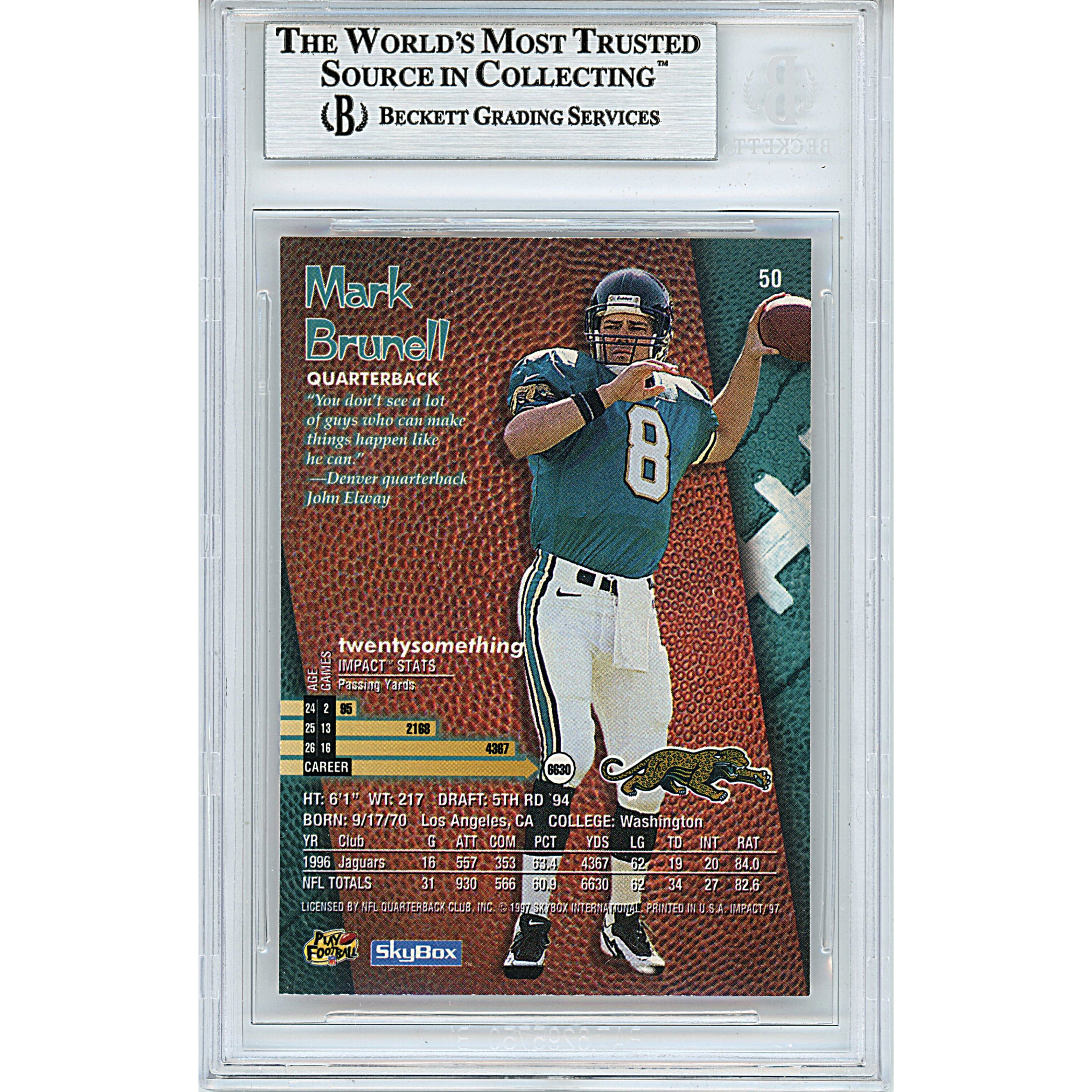 Mark Brunell signed trading card – signature close-up – Beckett COA