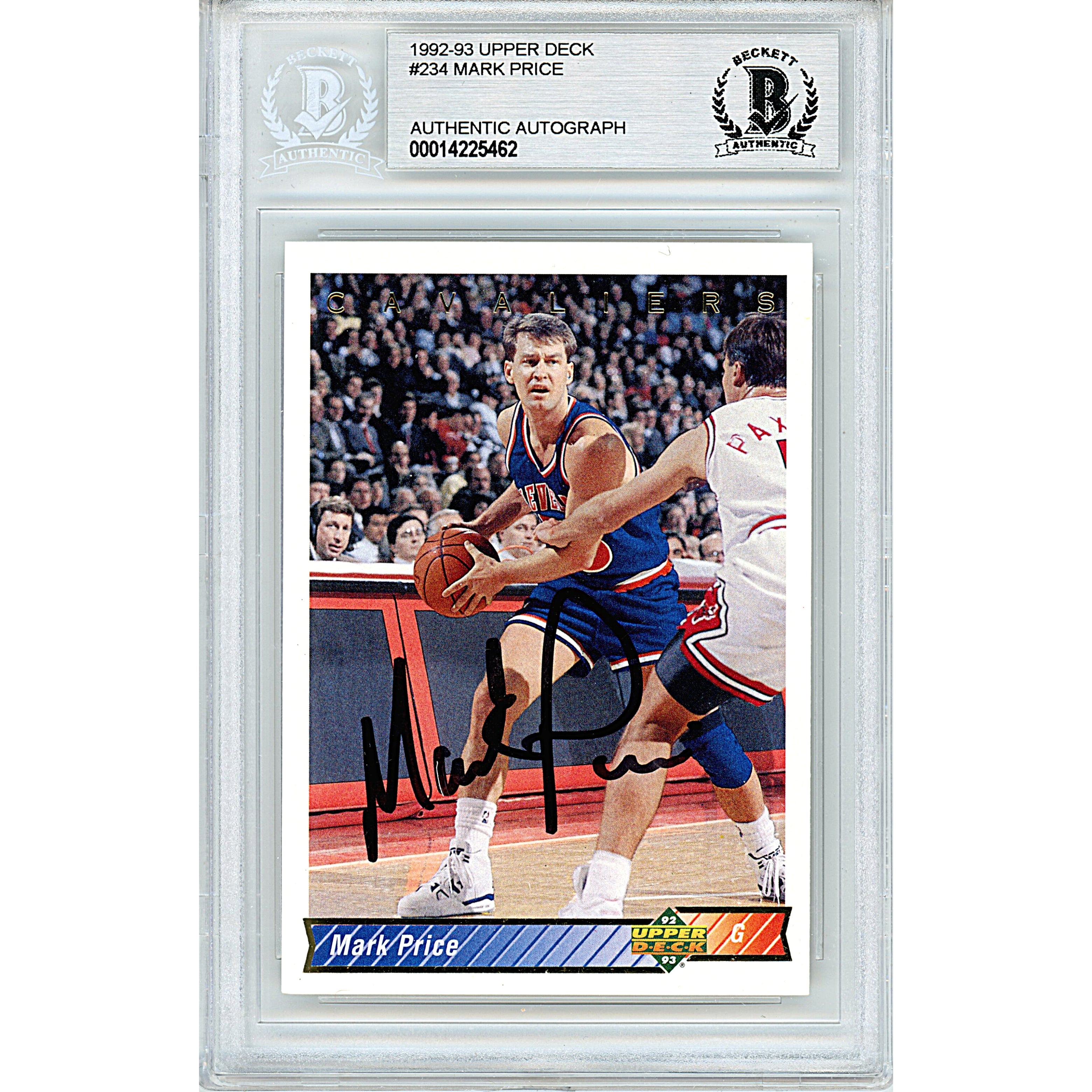 Mark Price autographed trading card – full view – Beckett COA
