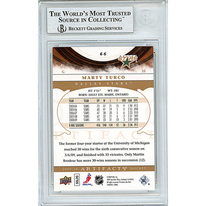 Hockey- Autographed- Marty Turco Signed Dallas Stars 2009-2010 Upper Deck Artifacts Hockey Card Beckett BAS Slabbed 00014225388 - 102
