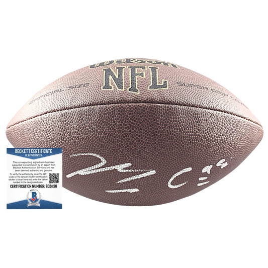 Footballs- Autographed- Maxx Crosby Signed NFL Wilson Super Grip Football Las Vegas Raiders Beckett BAS Authentication 201