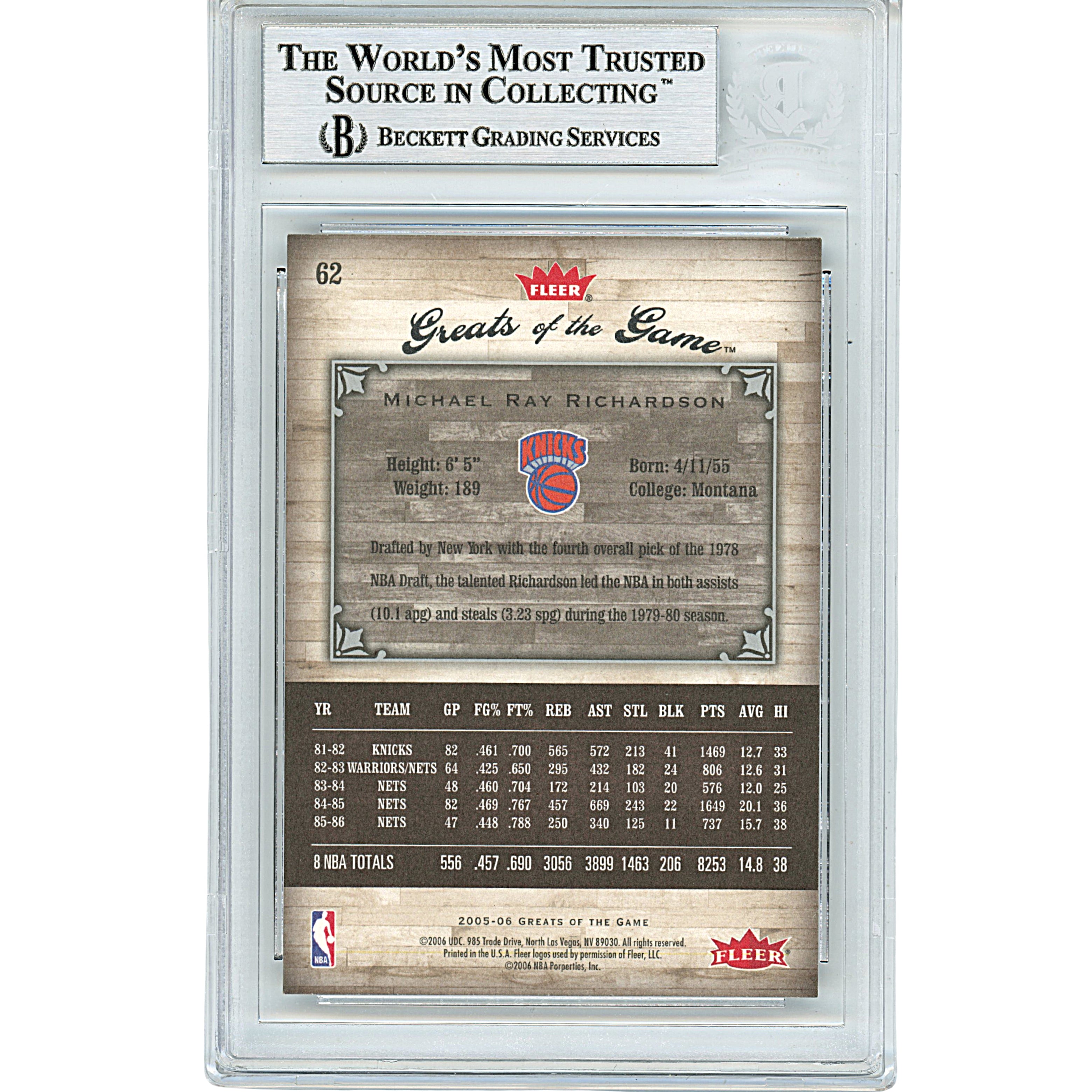 Michael Ray Richardson signed trading card – signature close-up – Beckett COA