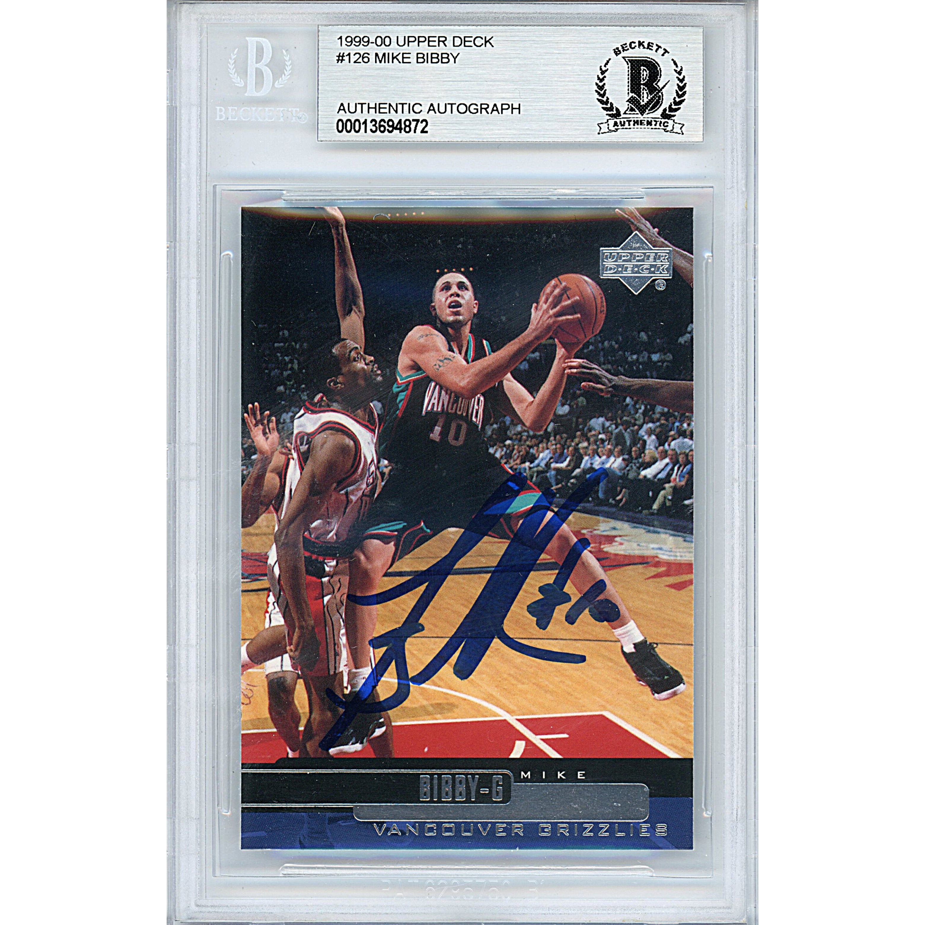 Mike Bibby autographed trading card – full view – Beckett COA