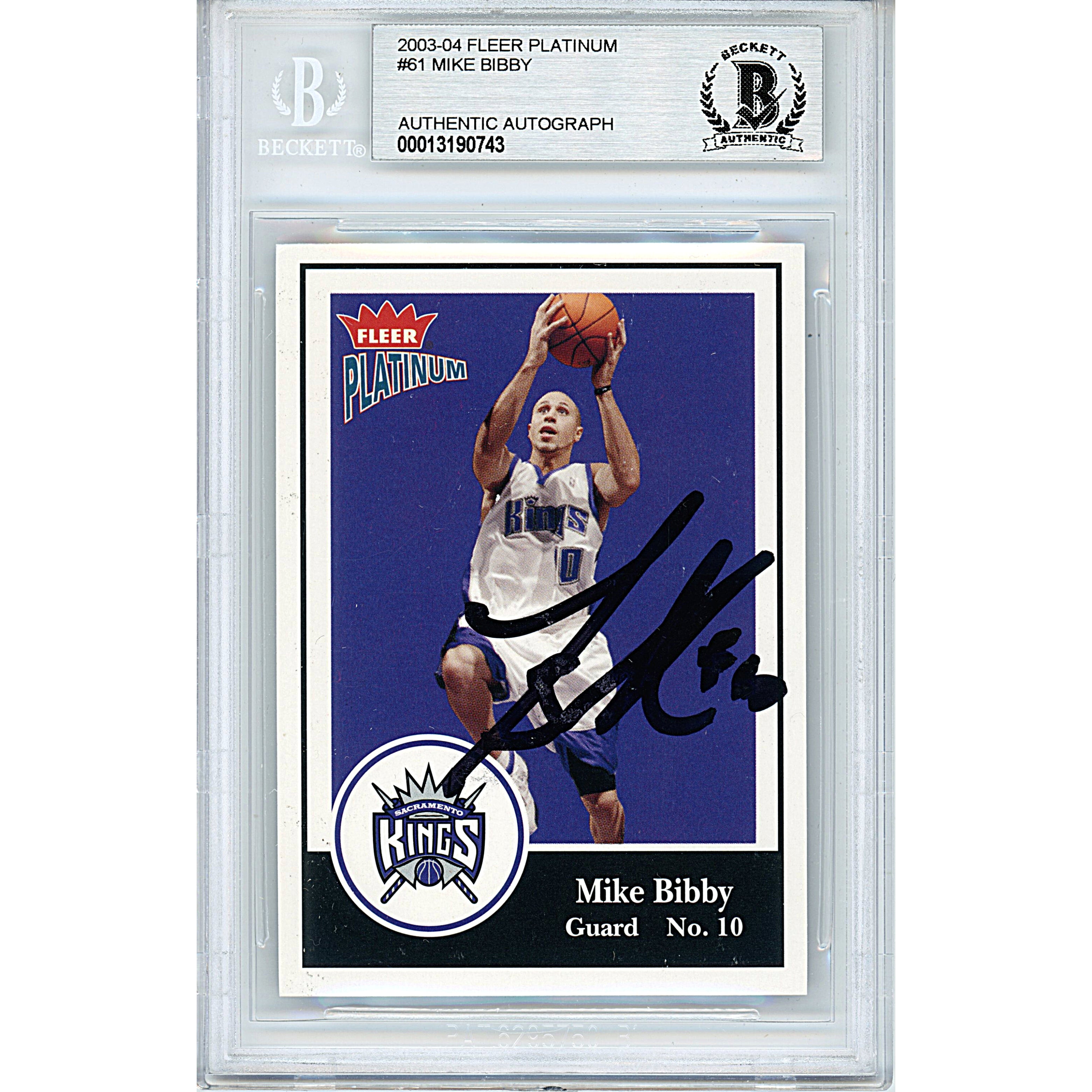 Mike Bibby autographed trading card – full view – Beckett COA