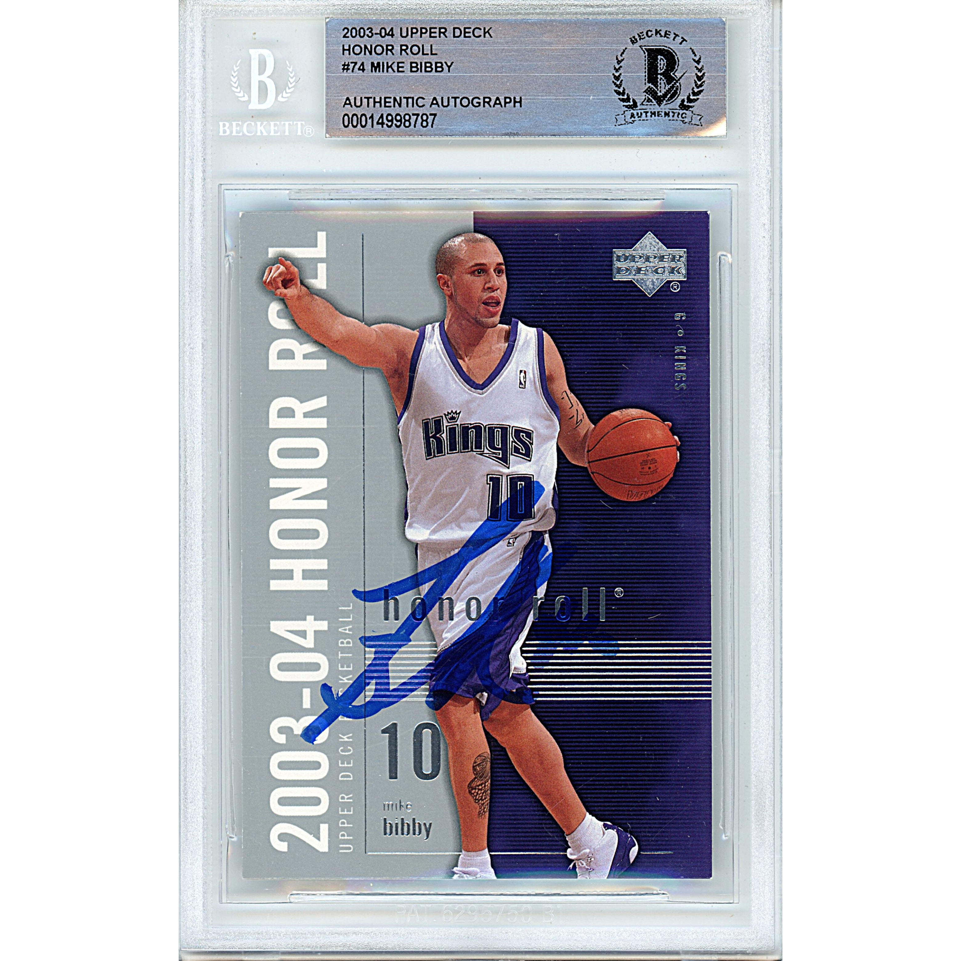 Mike Bibby autographed trading card – full view – Beckett COA