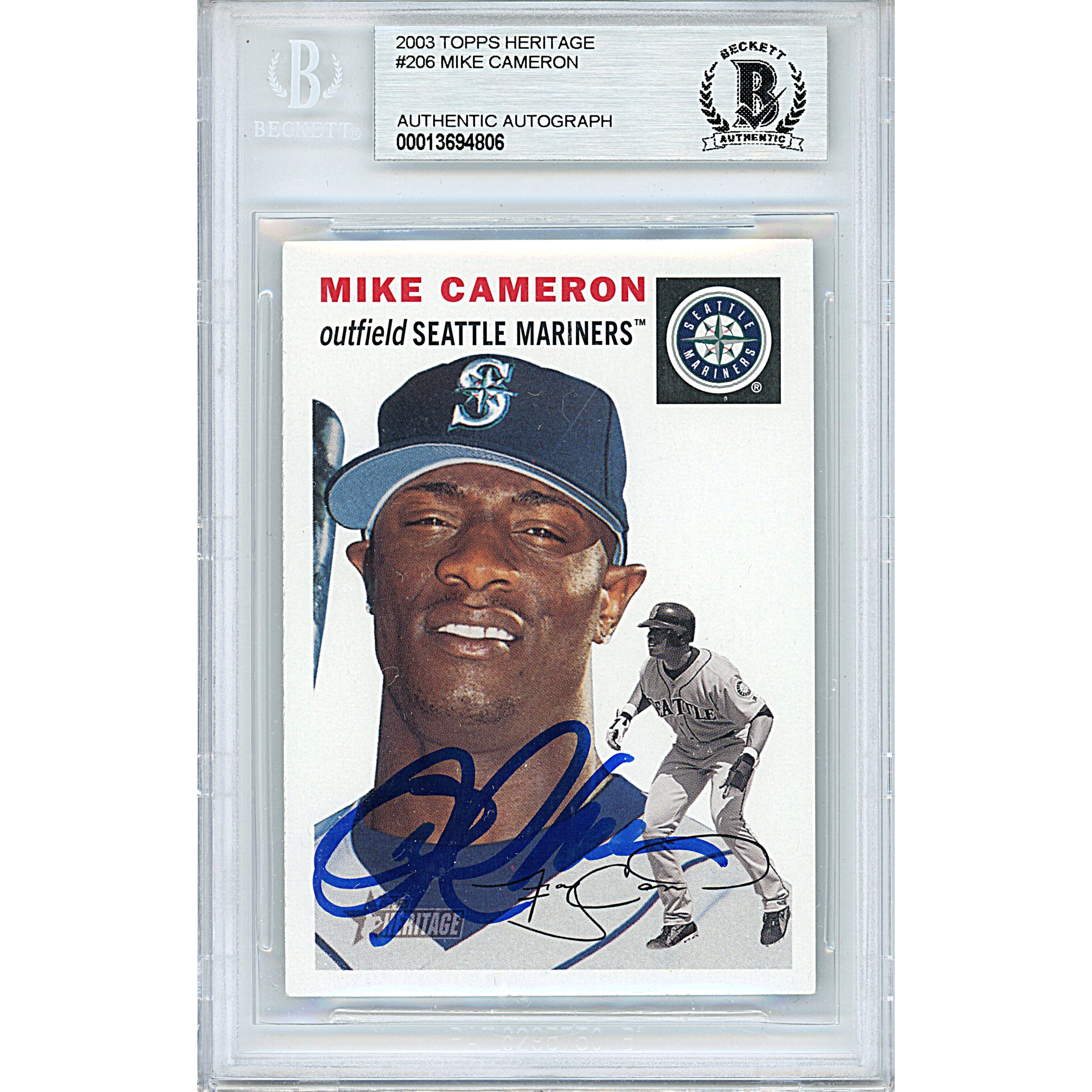 Mike Cameron autographed trading card – full view – Beckett COA