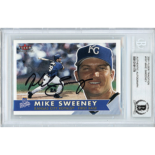 Baseballs- Autographed- Mike Sweeney Signed Kansas City Royals 2001 Fleer Tradition Baseball Card Beckett BAS Slabbed 00013191179 - 101