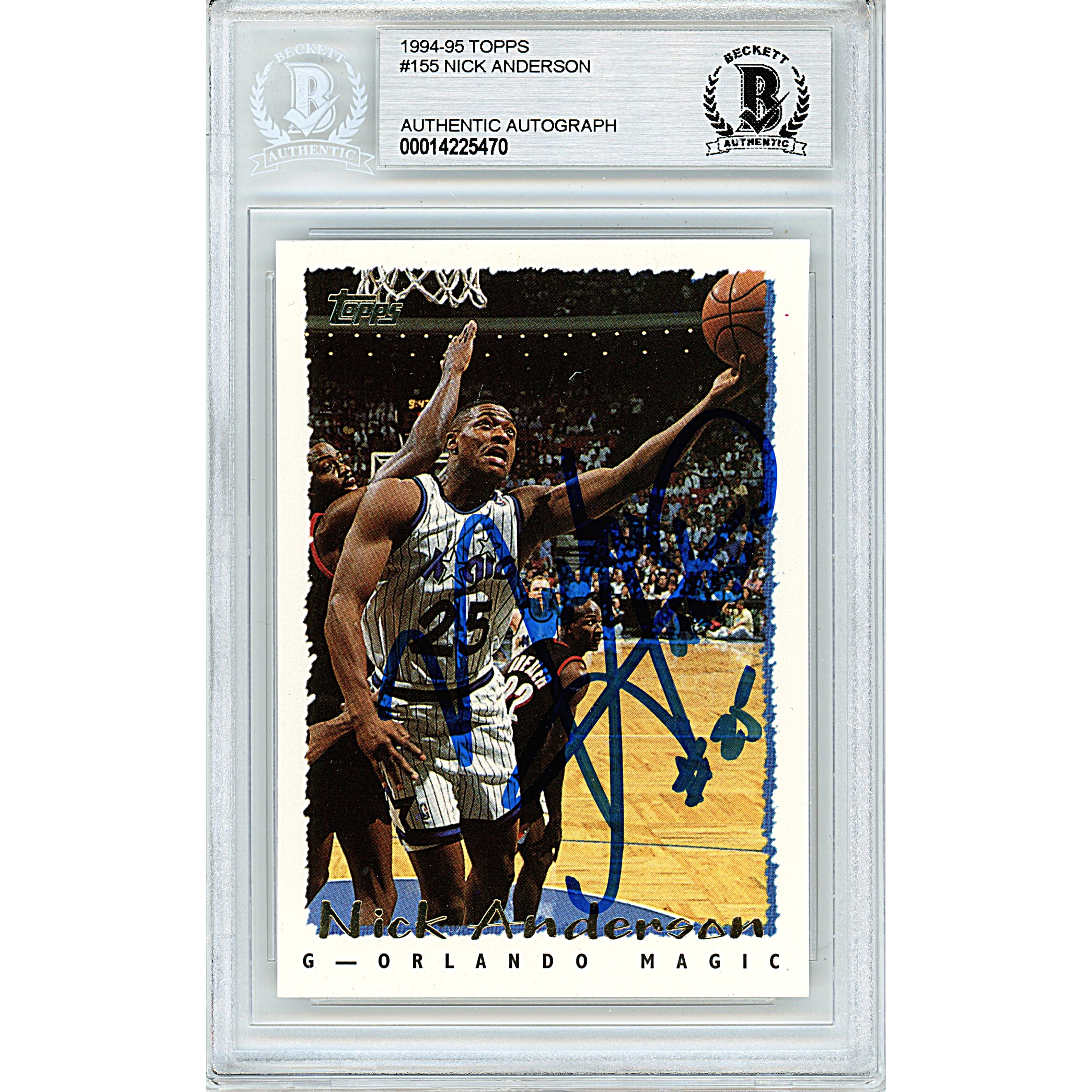 Nick Anderson autographed trading card – full view – Beckett COA