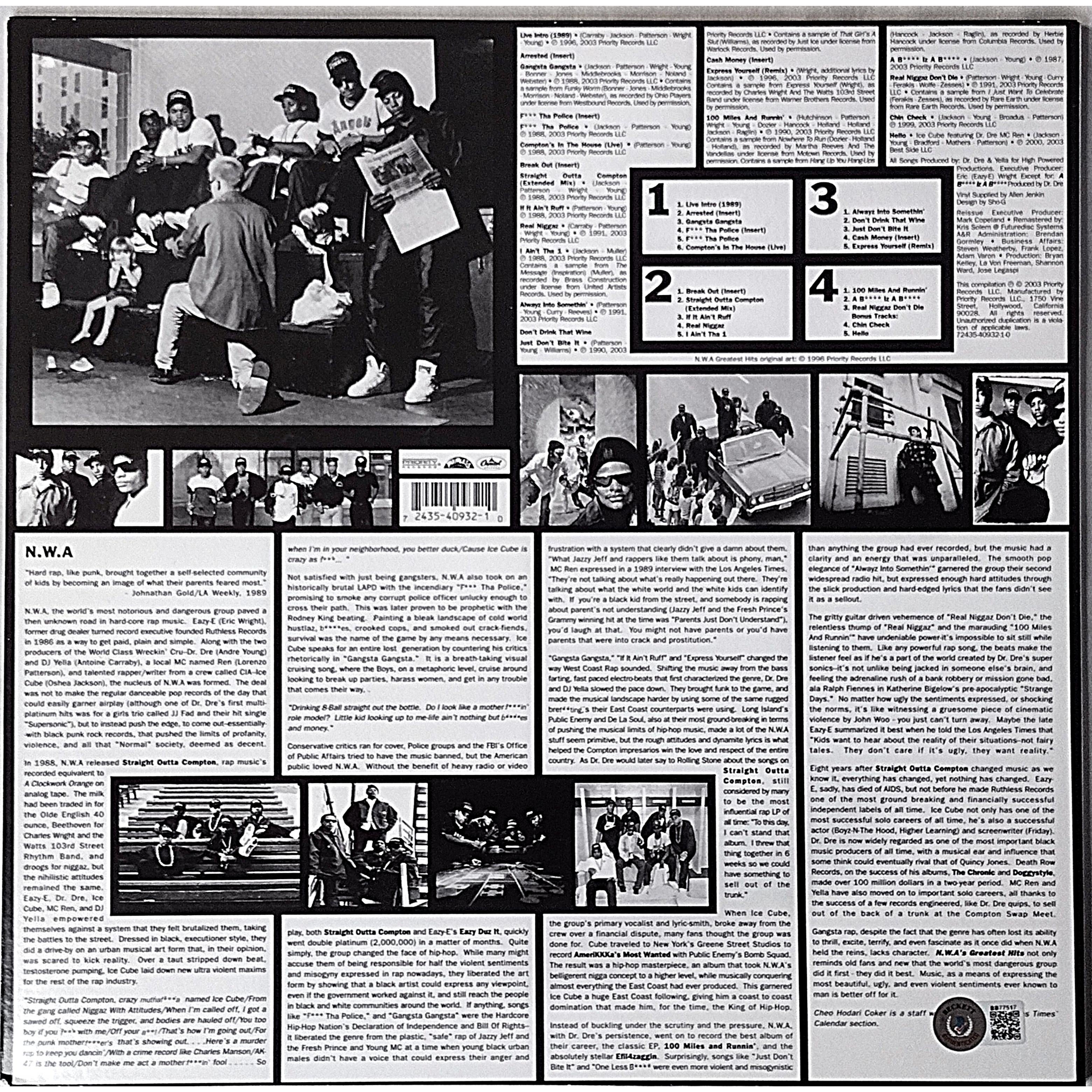 Ice Cube And Dj Yella signed photo – signature close-up – Beckett COA