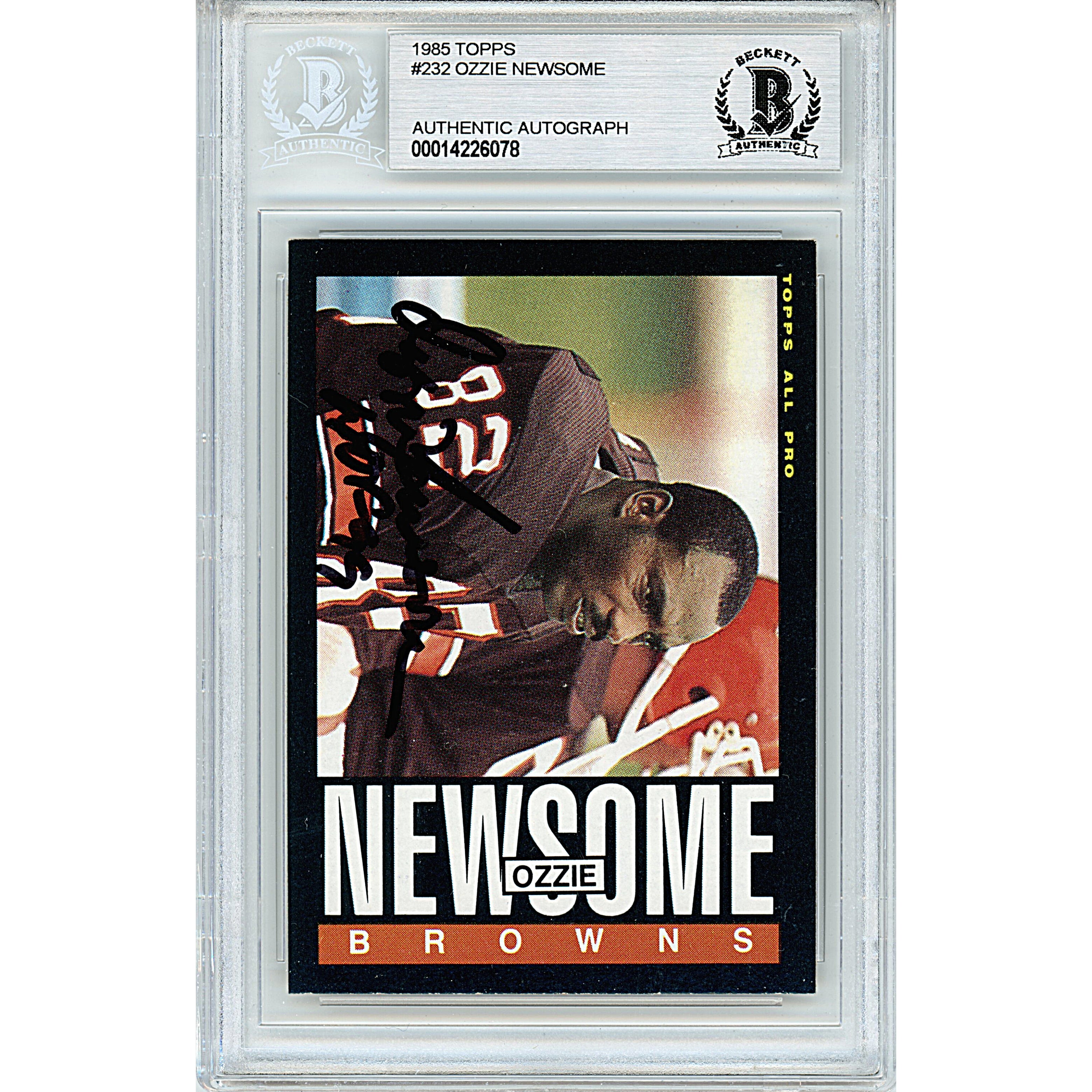 Ozzie Newsome signed trading card – signature close-up – Beckett COA