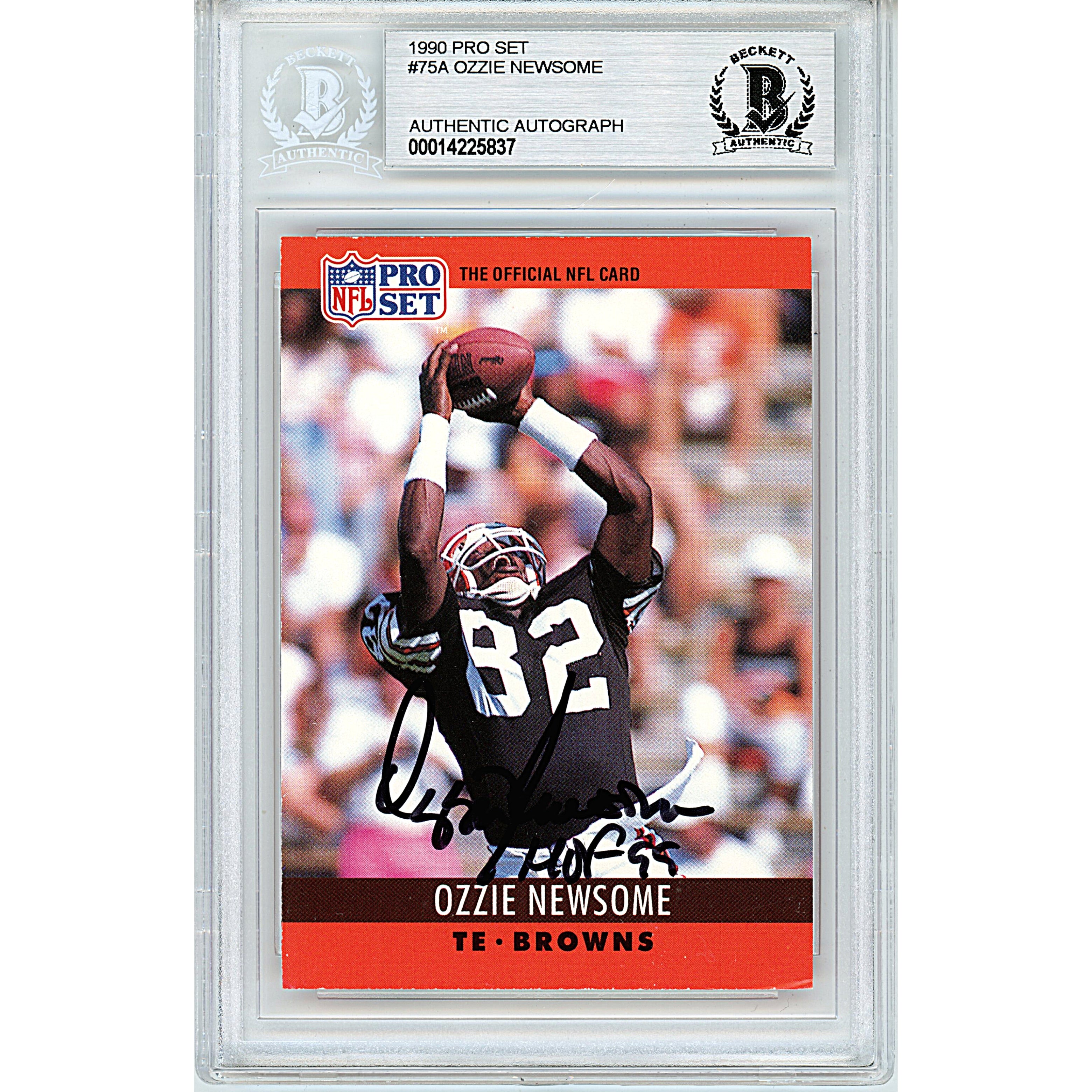 Ozzie Newsome autographed trading card – full view – Beckett COA