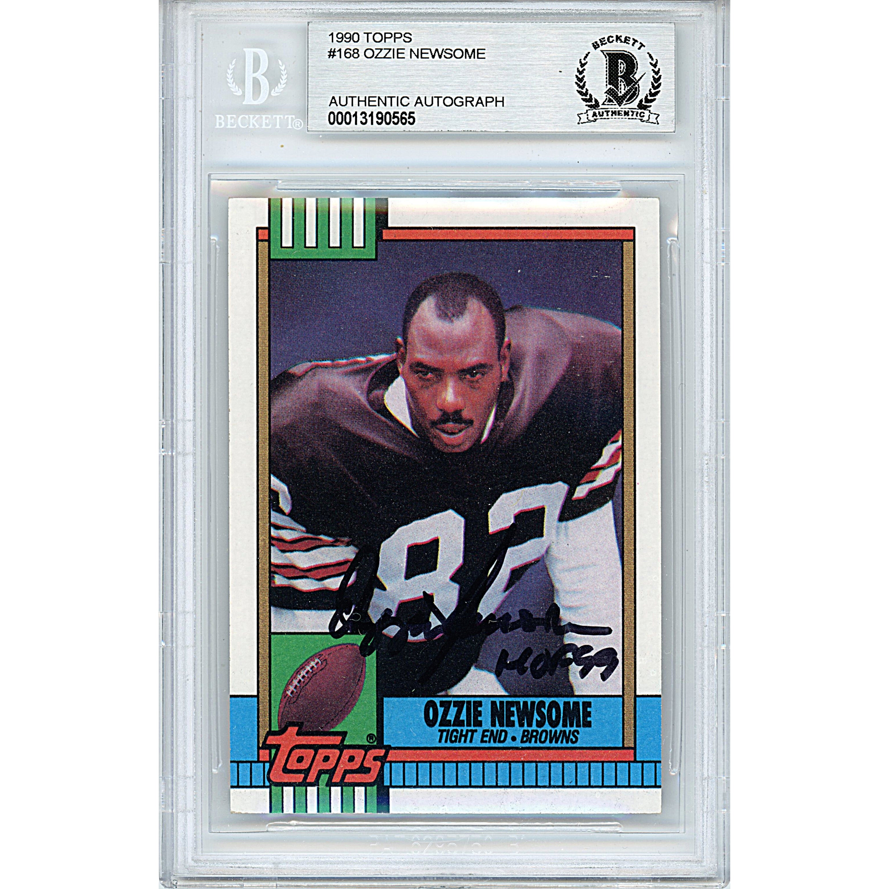 Ozzie Newsome autographed trading card – full view – Beckett COA