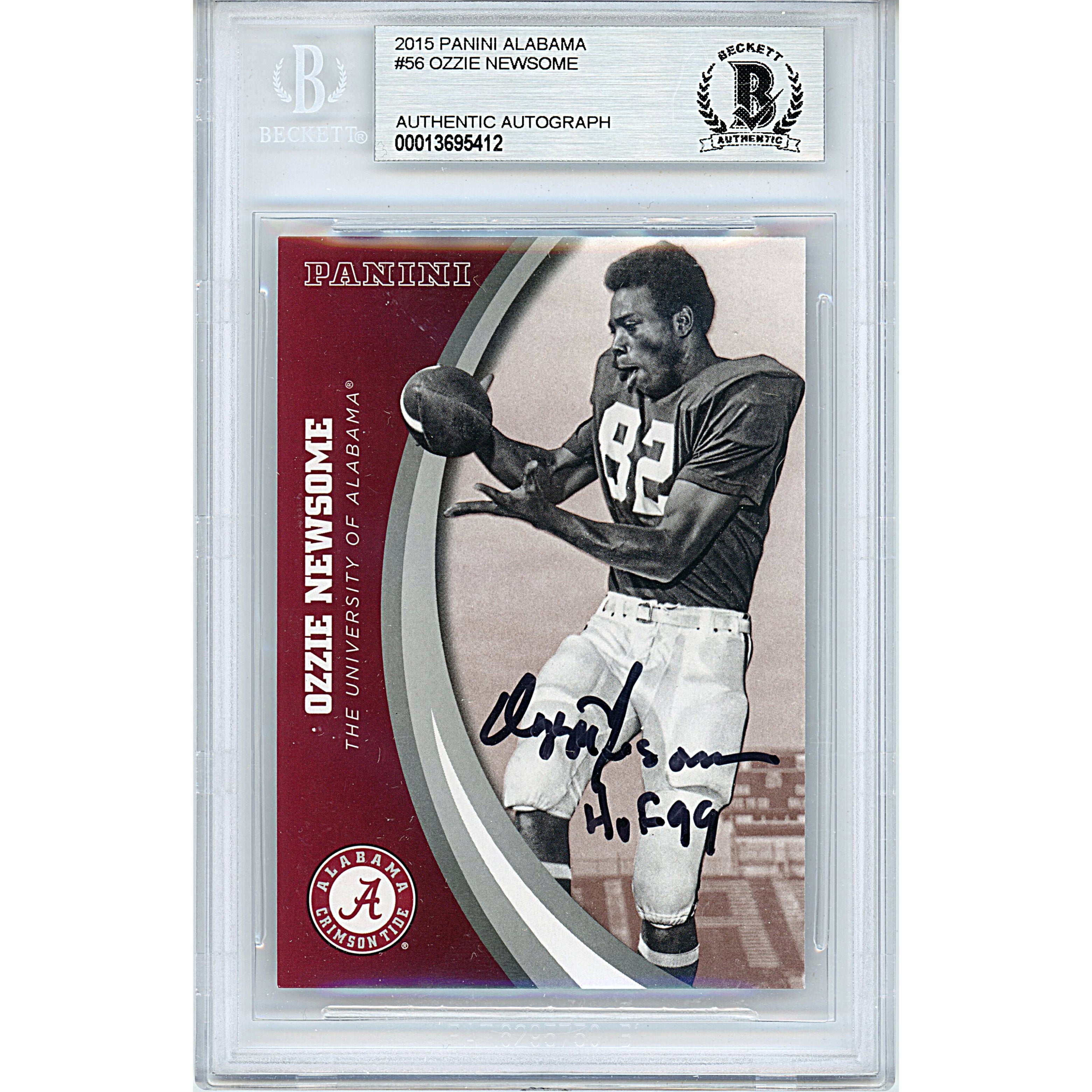 Ozzie Newsome autographed trading card – full view – Beckett COA