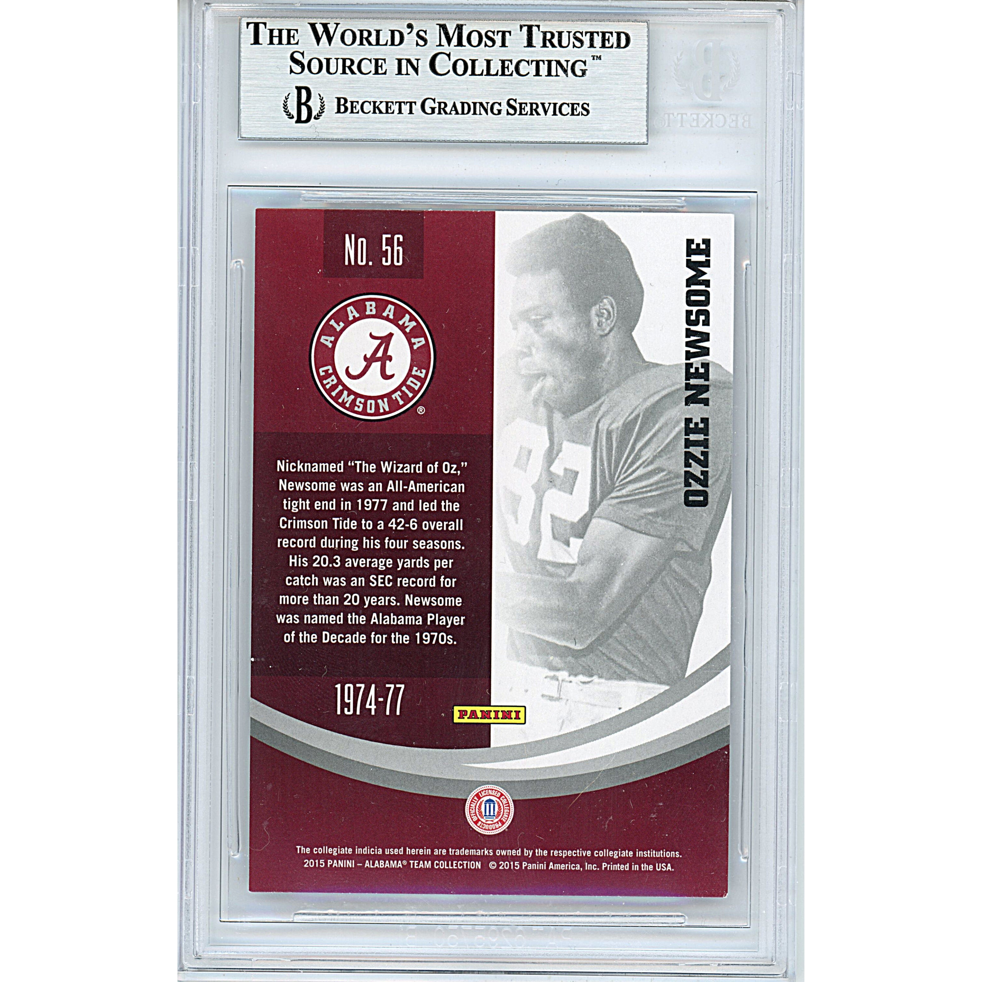 Ozzie Newsome signed trading card – signature close-up – Beckett COA