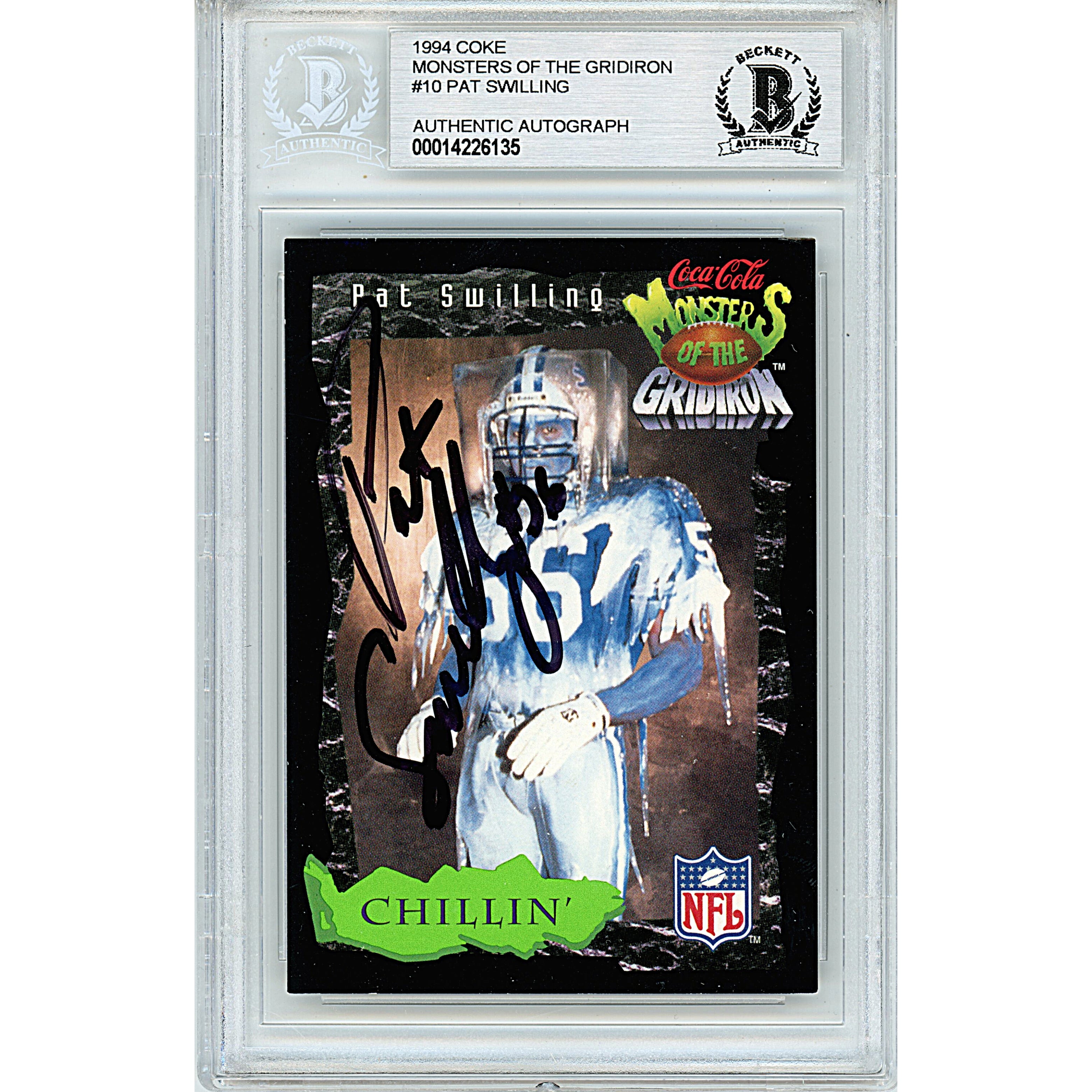 Pat Swilling autographed trading card – full view – Beckett COA
