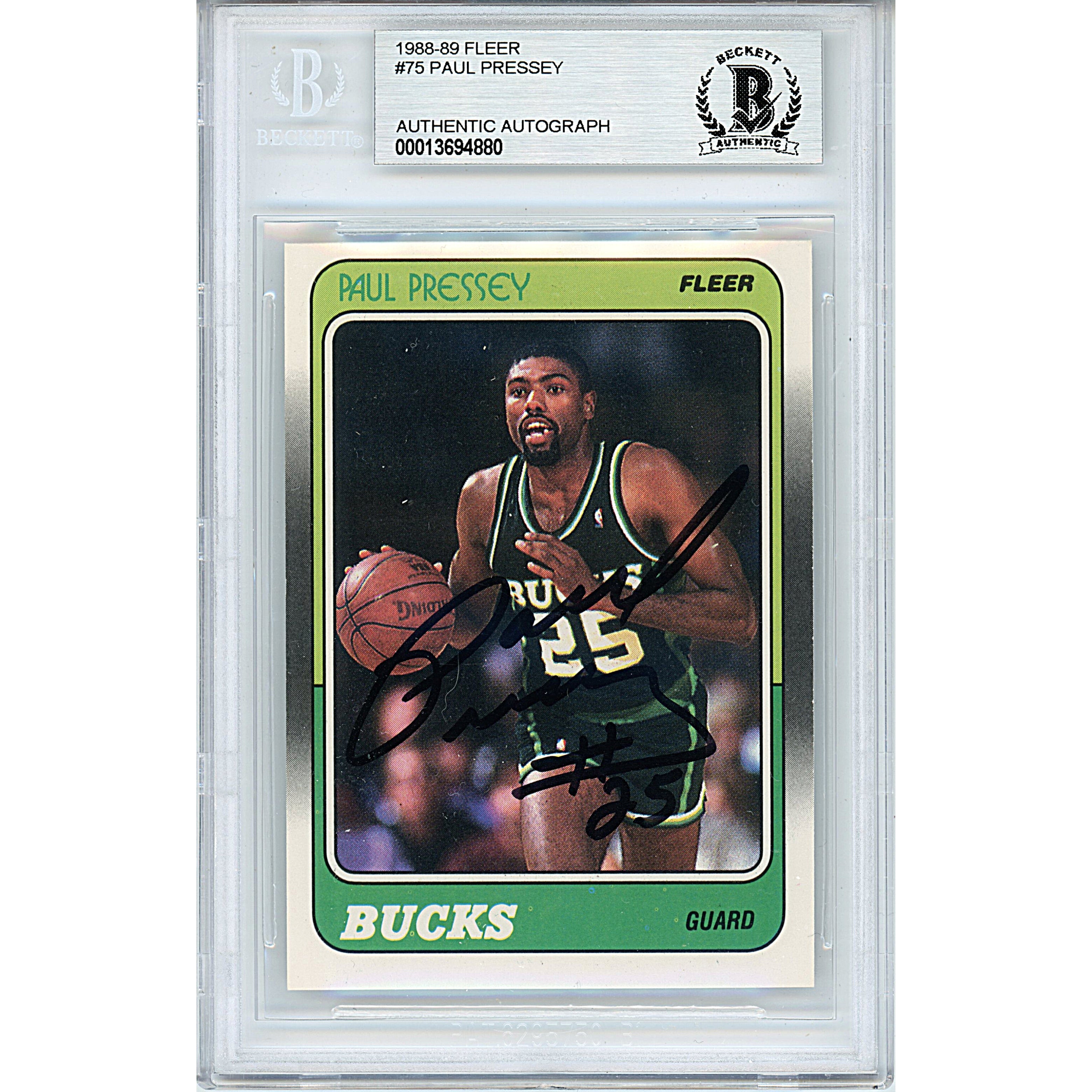 Paul Pressey autographed trading card – full view – Beckett COA