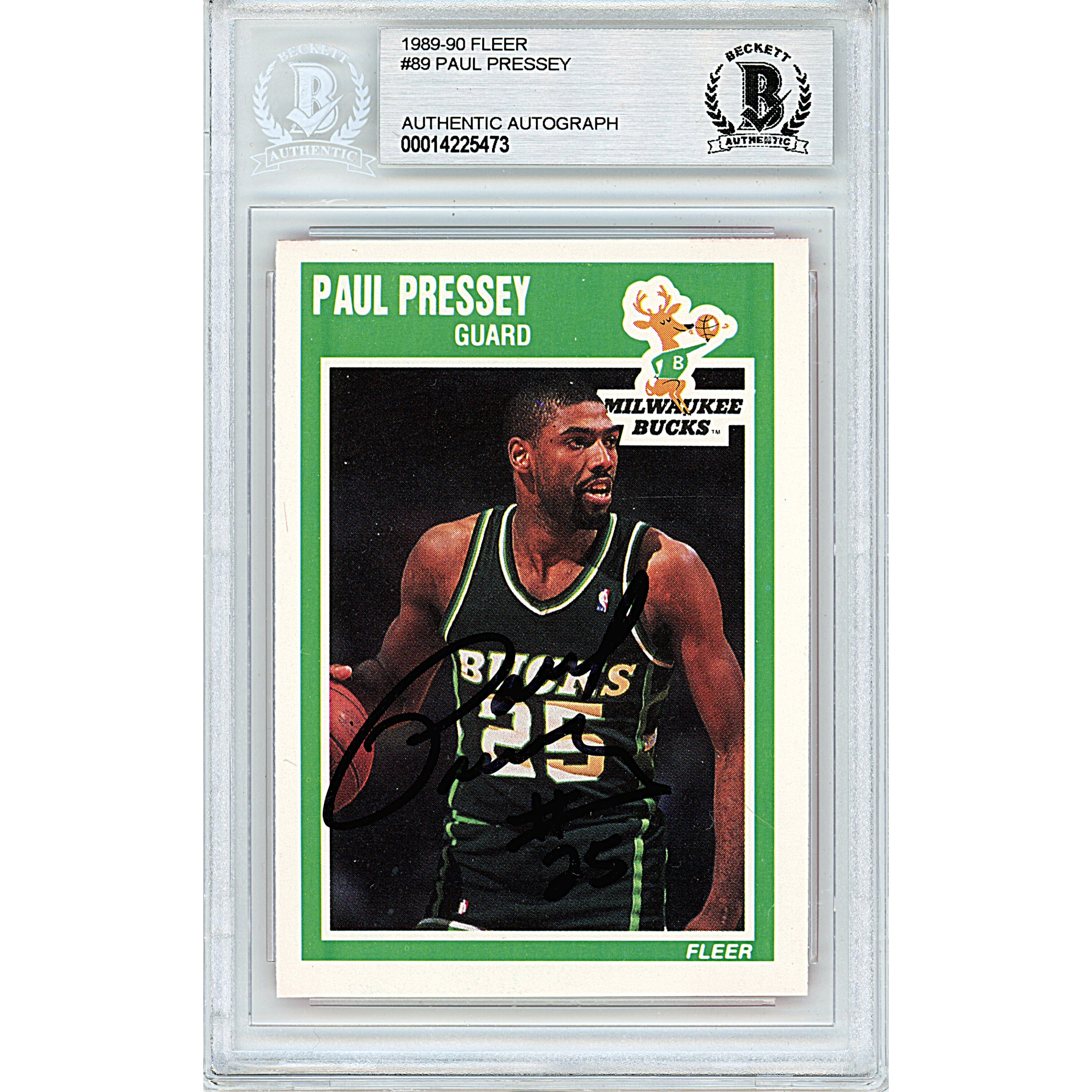 Paul Pressey autographed trading card – full view – Beckett COA