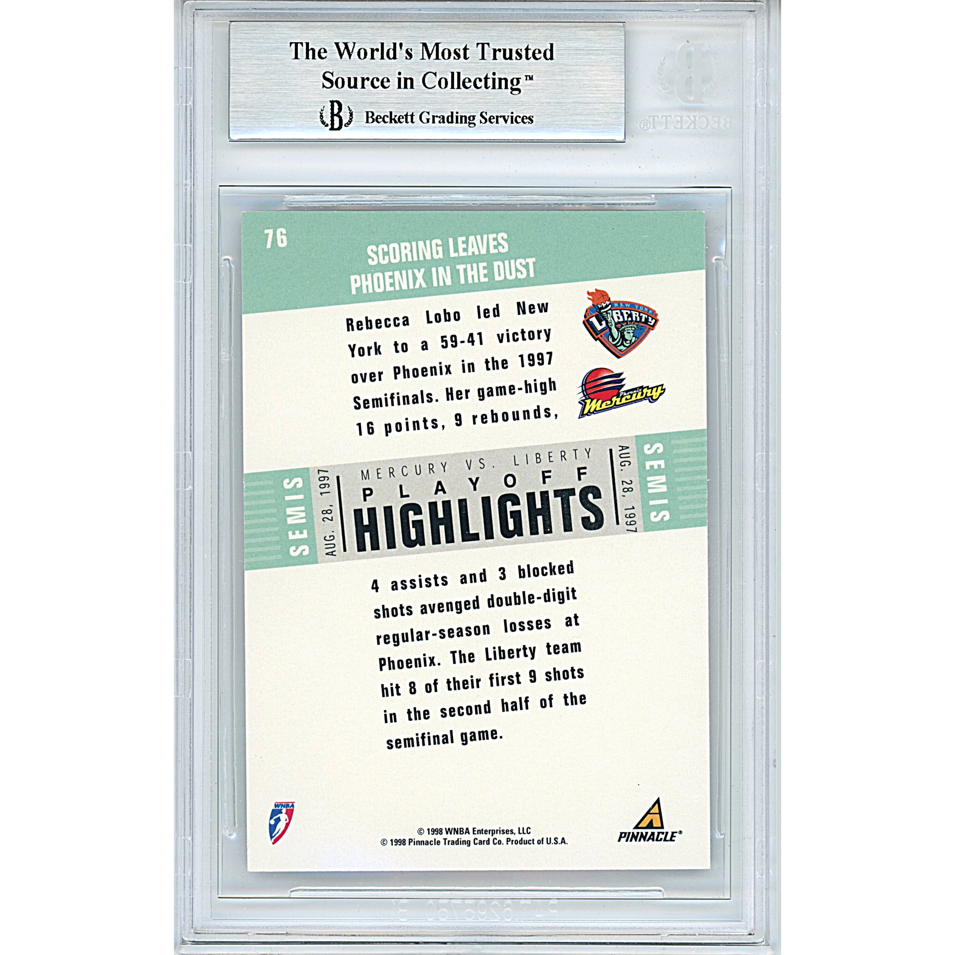 Rebecca Lobo signed trading card – signature close-up – Beckett COA