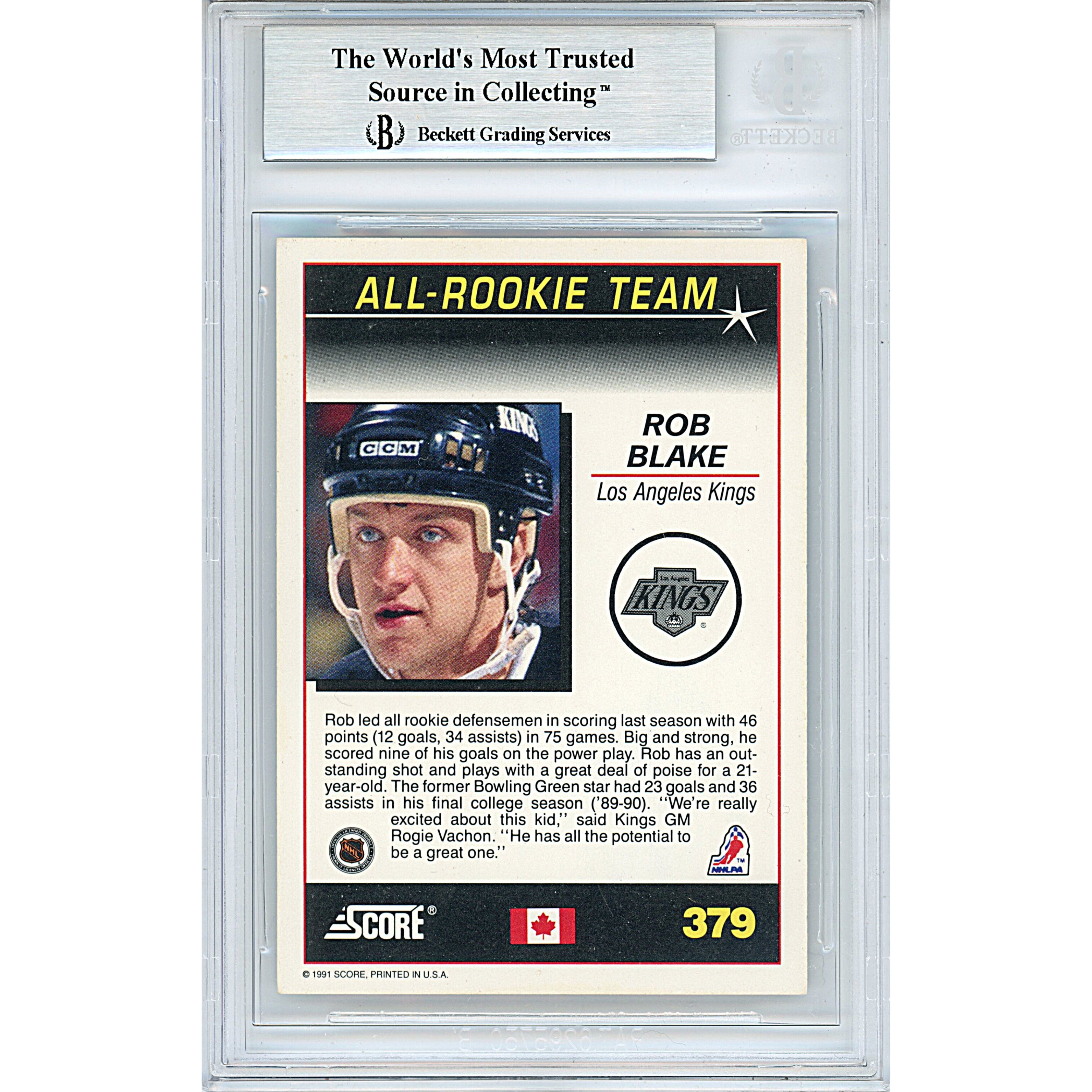 Rob Blake signed trading card – signature close-up – Beckett COA