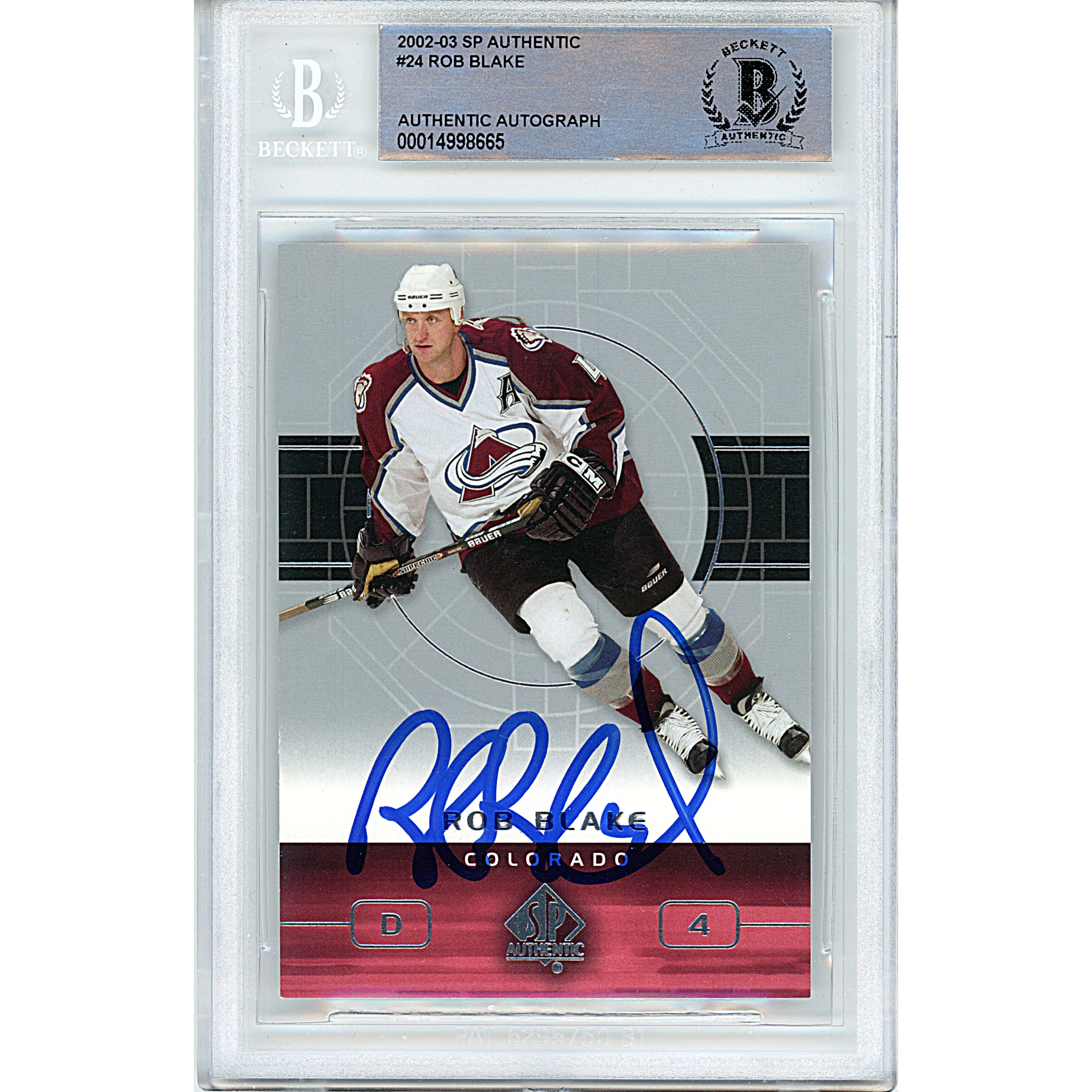 Rob Blake autographed trading card – full view – Beckett COA