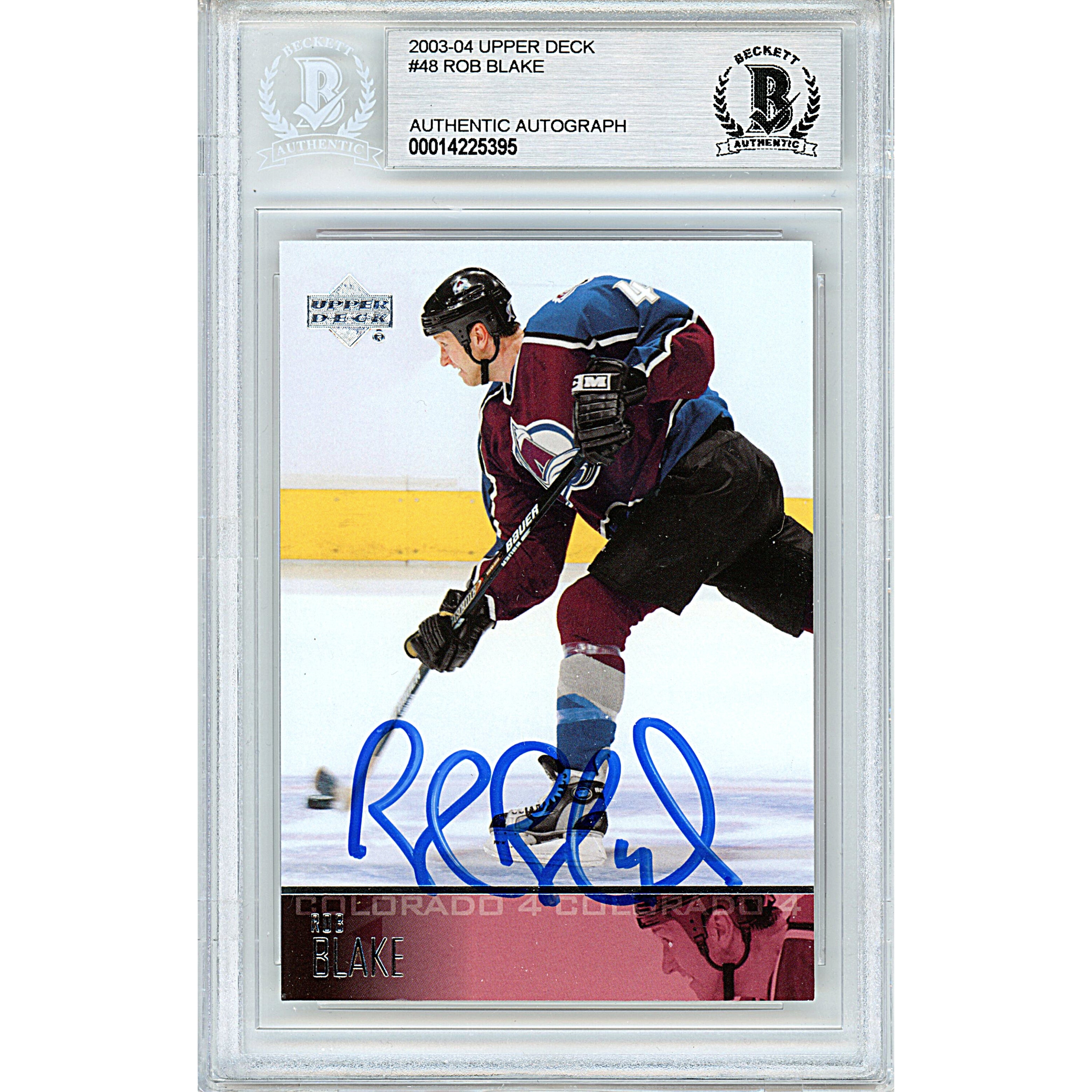 Rob Blake autographed trading card – full view – Beckett COA