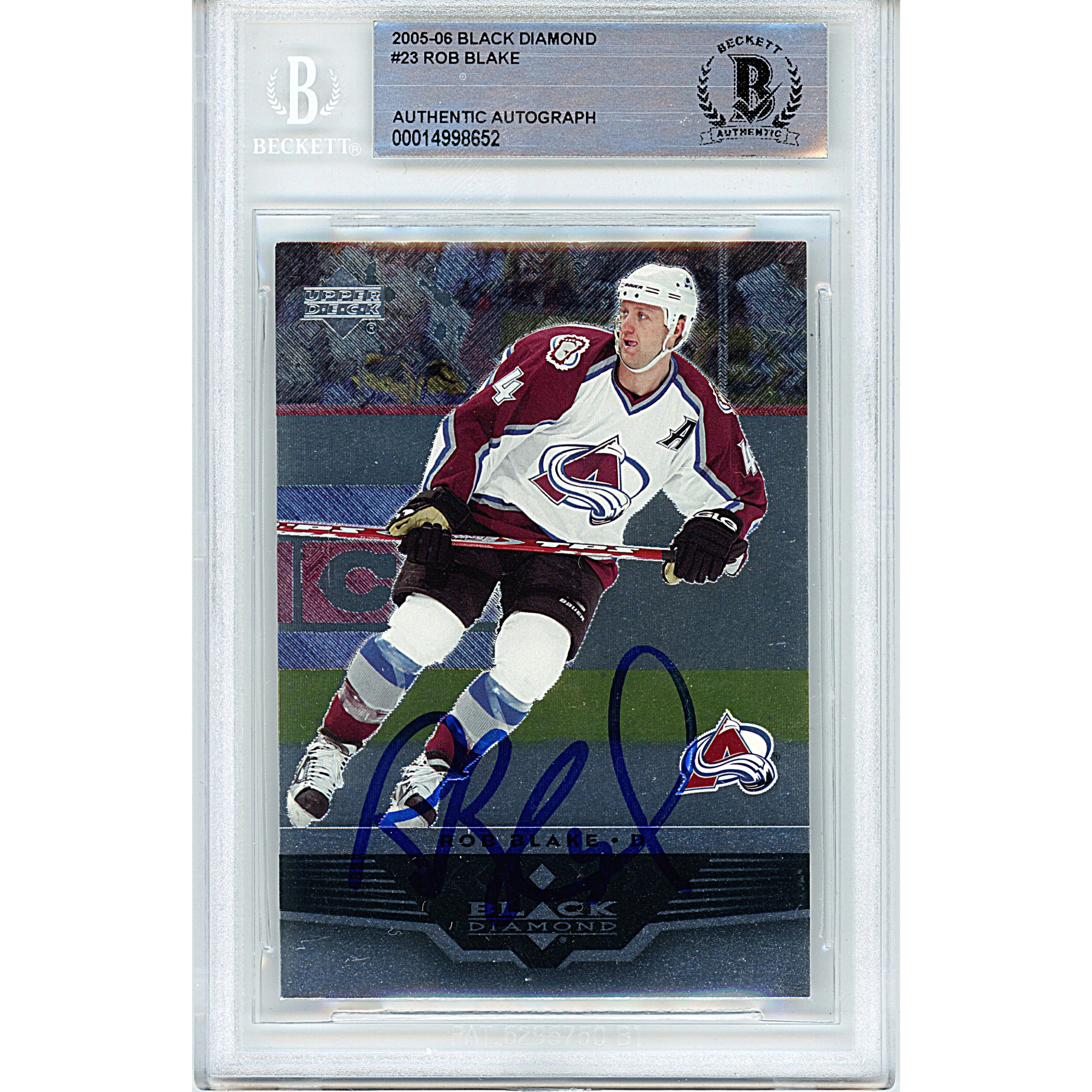 Rob Blake autographed trading card – full view – Beckett COA