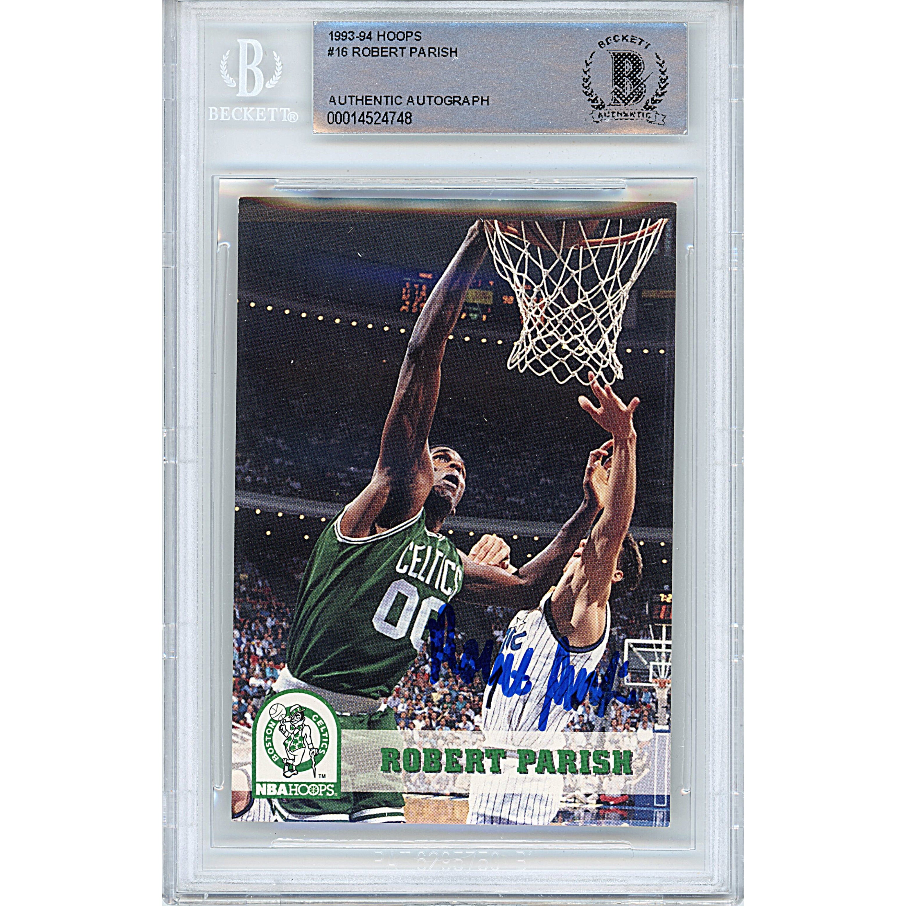 Robert Parish autographed trading card – full view – Beckett COA