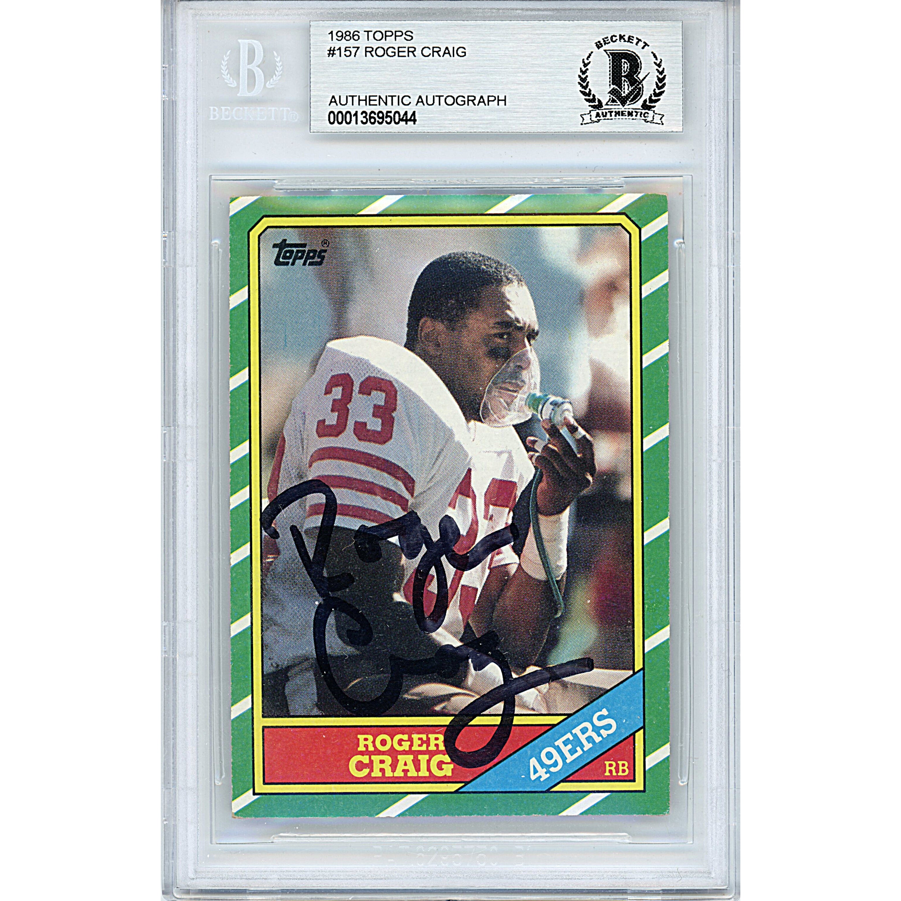 Roger Craig Autographed SF 49ers 1986 Topps Football Card Beckett Slab –  www.