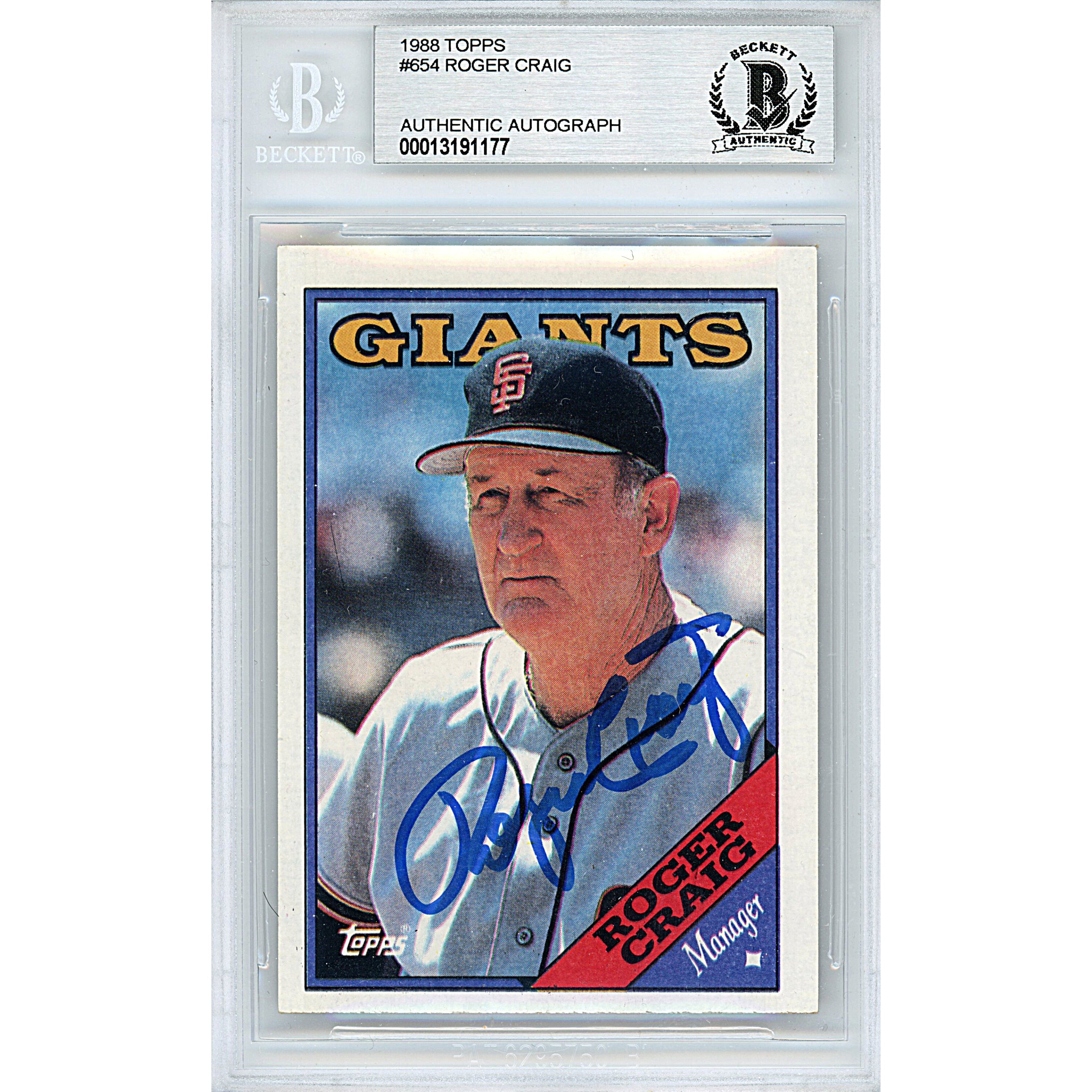 Roger Craig Signed SF Giants 1988 Topps Baseball Card Beckett BAS Slab –  www.