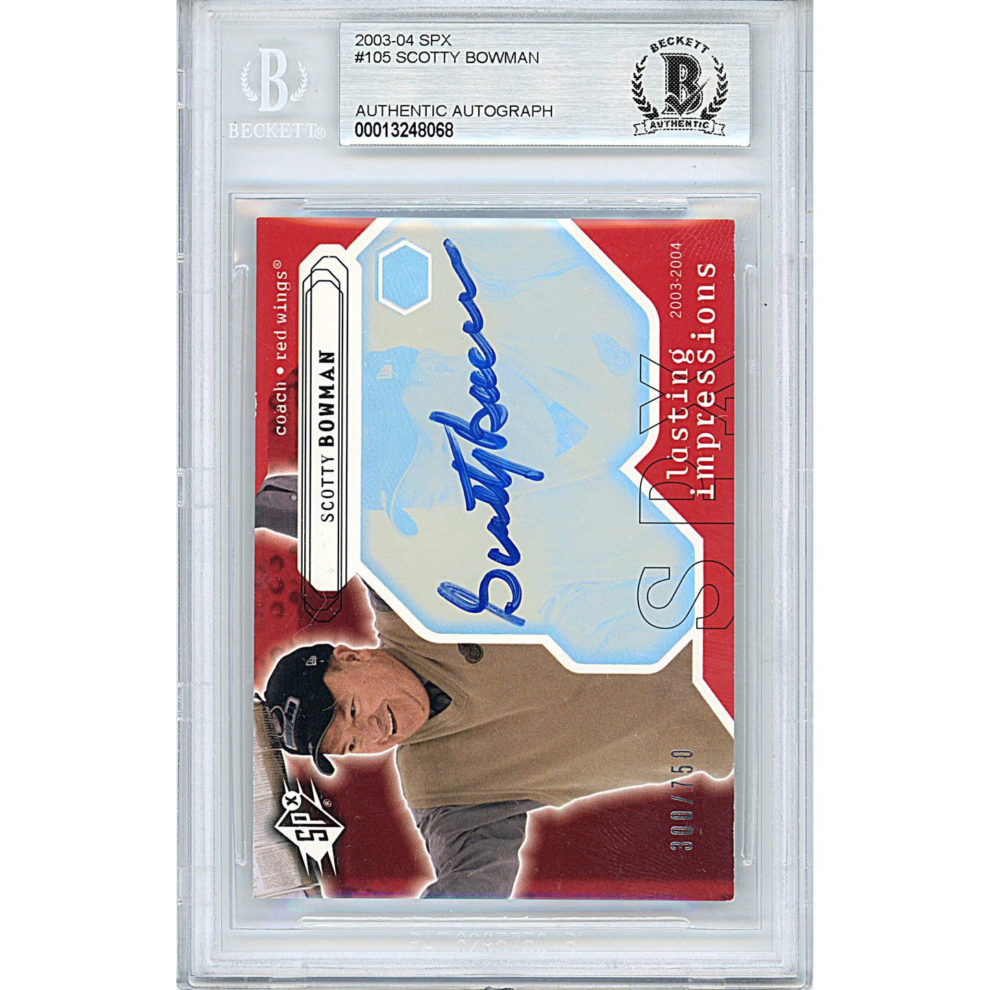 Hockey- Autographed- Scotty Bowman Signed Detroit Red Wings 2003-2004 SPX Hockey Card Beckett BAS Slabbed 00013248068 - 102
