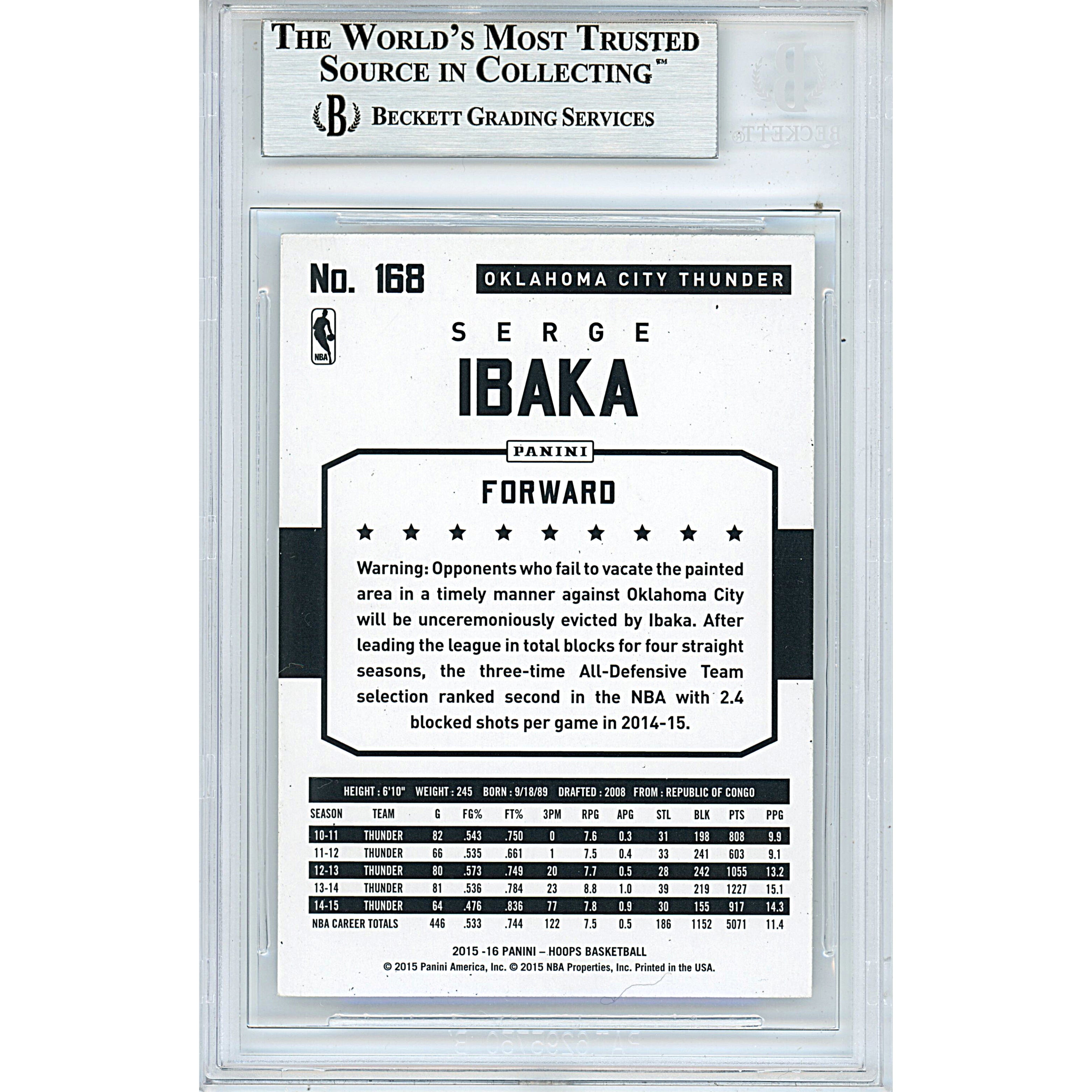 Serge Ibaka signed trading card – signature close-up – Beckett COA