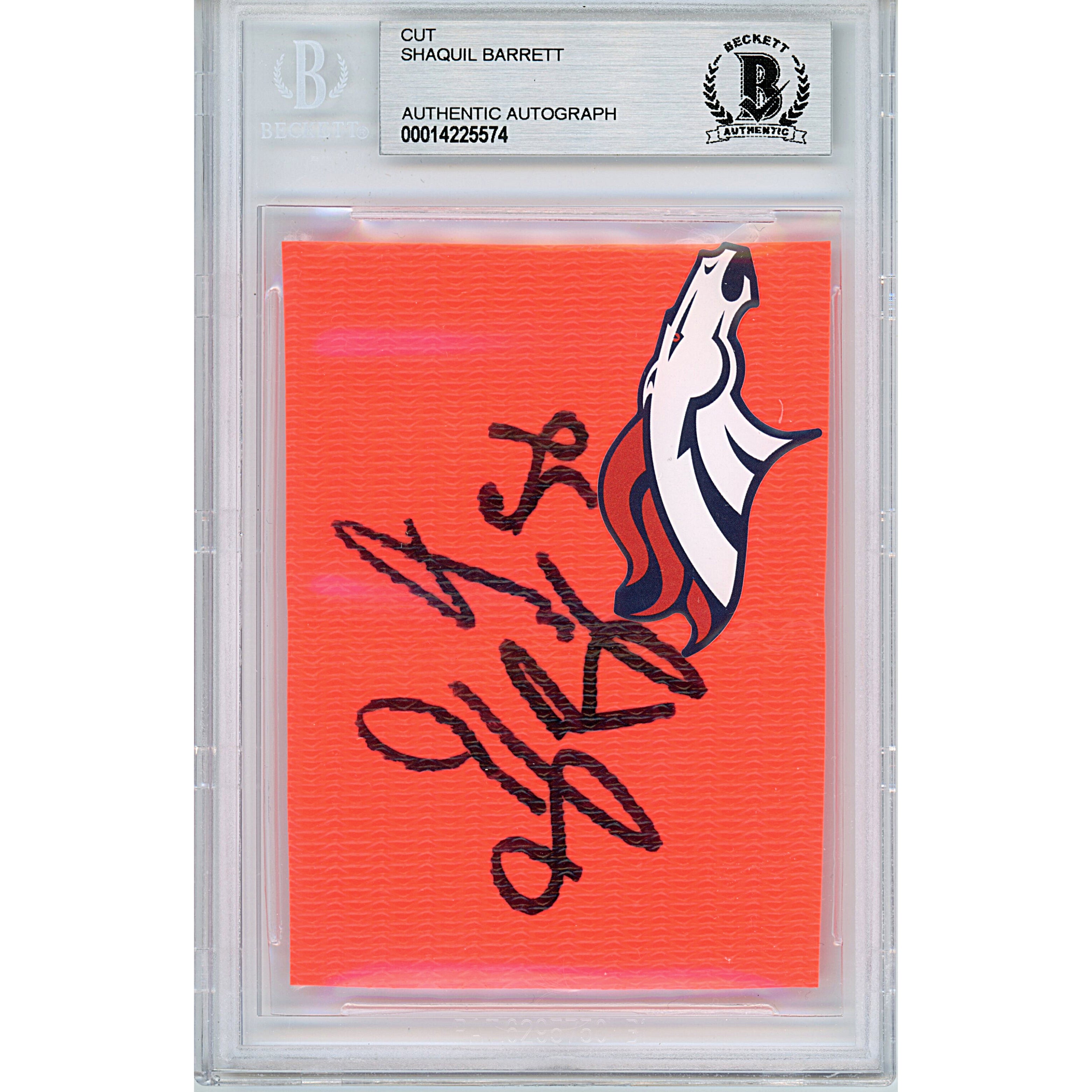 Shaquil Barrett signed trading card – signature close-up – Beckett COA